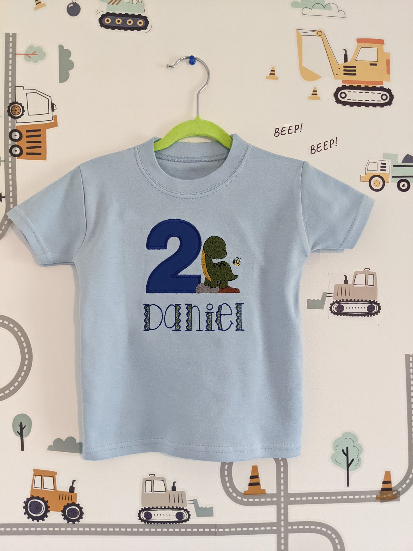 Children Sweatshirt or tshirt with Cute Dinosaur Brontosaurus - Embroidery