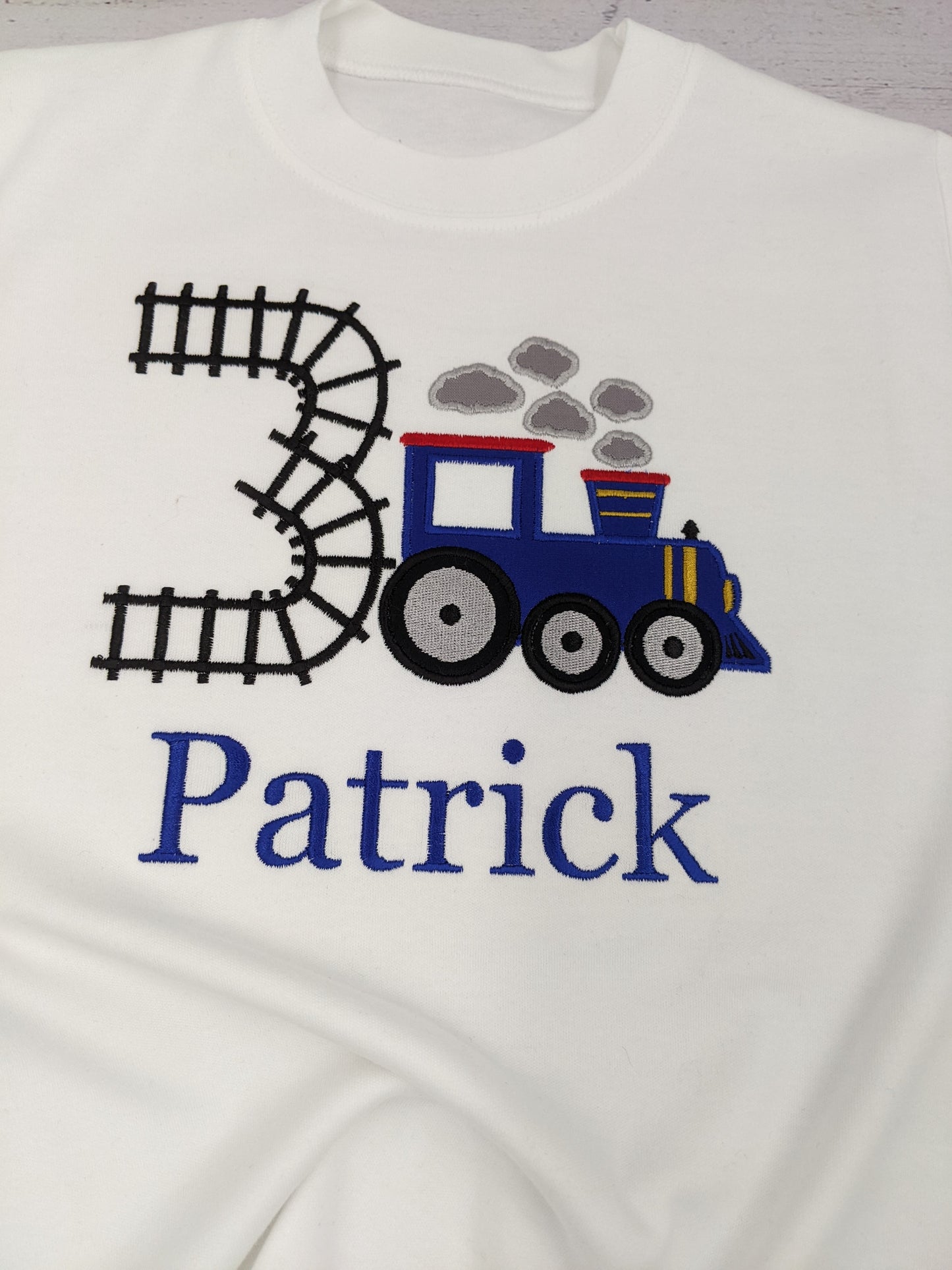 Children Personalised Birthday Tshirt with Train -Tchoo Tchoo Train - Embroidery