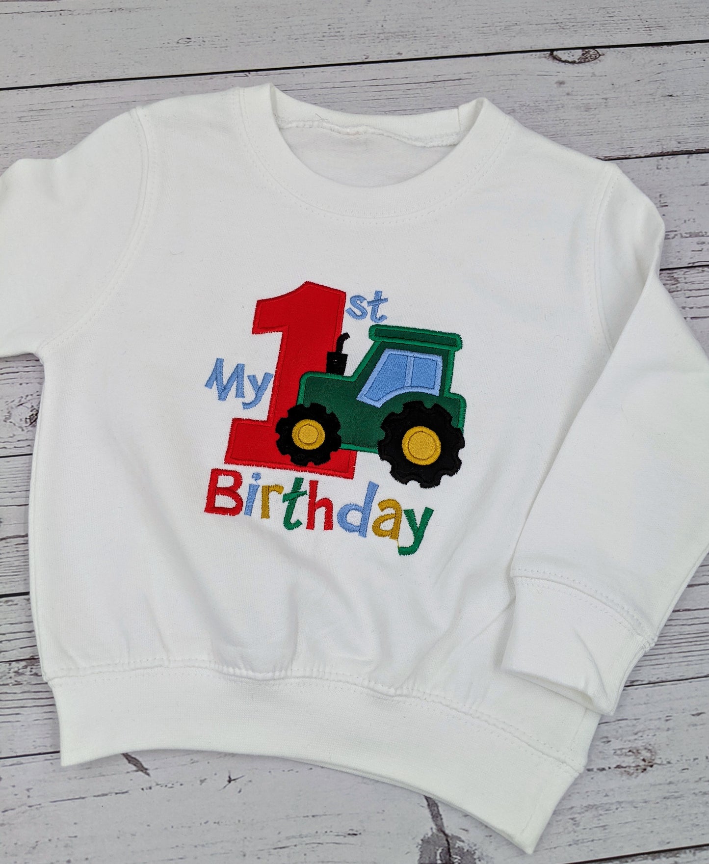My 1st Birthday Tractor Sweatshirt | Embroidered