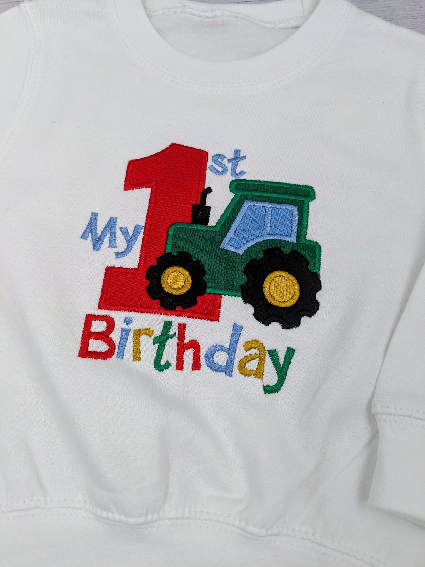 My 1st Birthday Tractor Sweatshirt | Embroidered