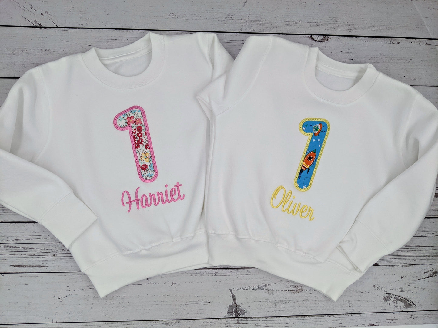 Children's Birthday Sweatshirt | Flowers | Dinosaurs | Space | Embroidery