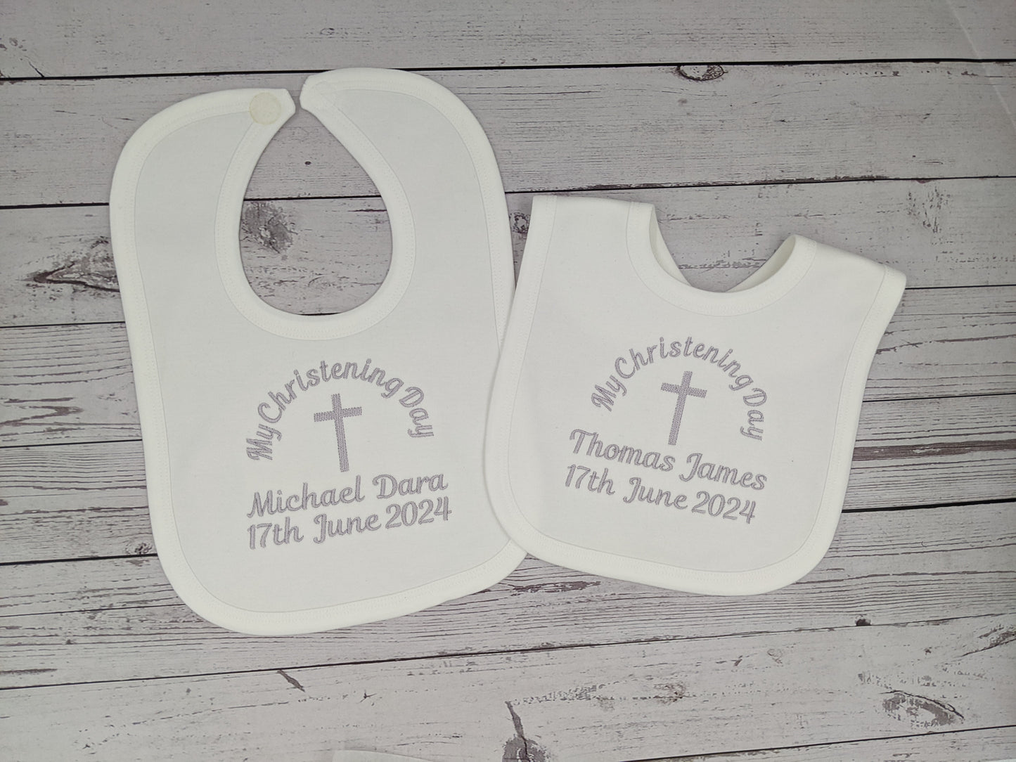 Baby Personalised Christening or Baptism Bib | Embroidered