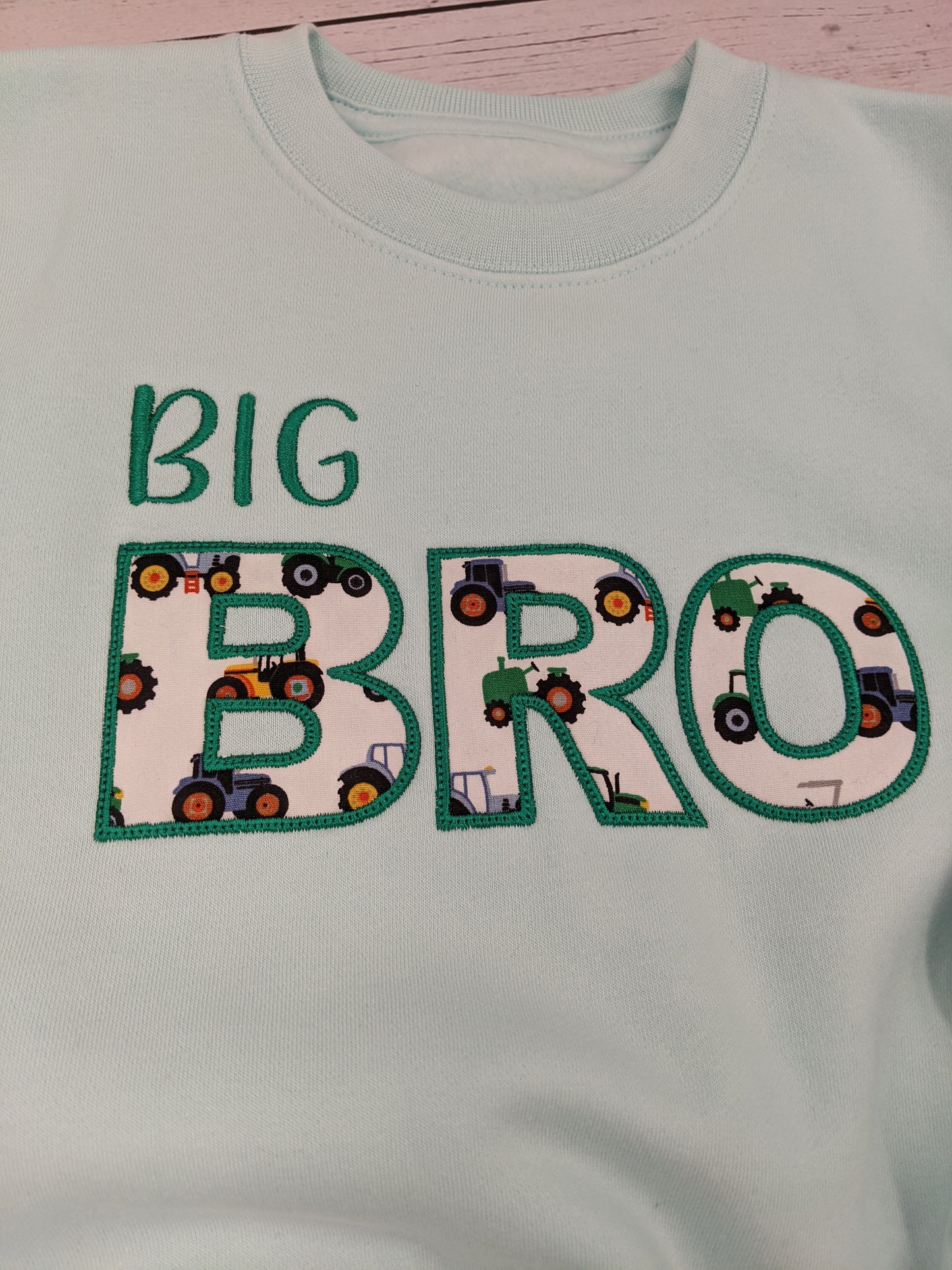 Children's Big Brother Sweatshirt with Tractor fabric | Embroidery