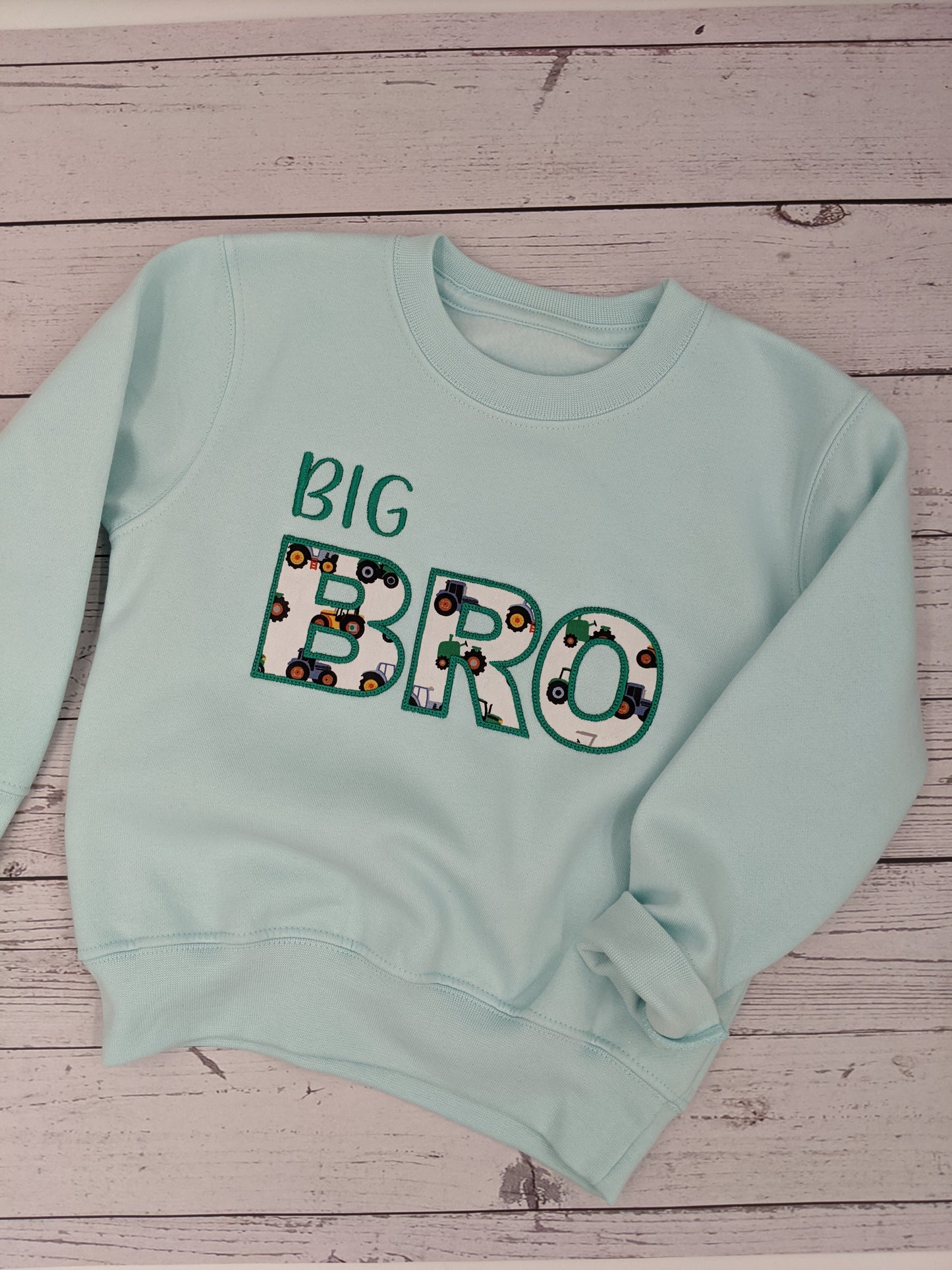 Children's Big Brother Sweatshirt with Tractor fabric | Embroidery