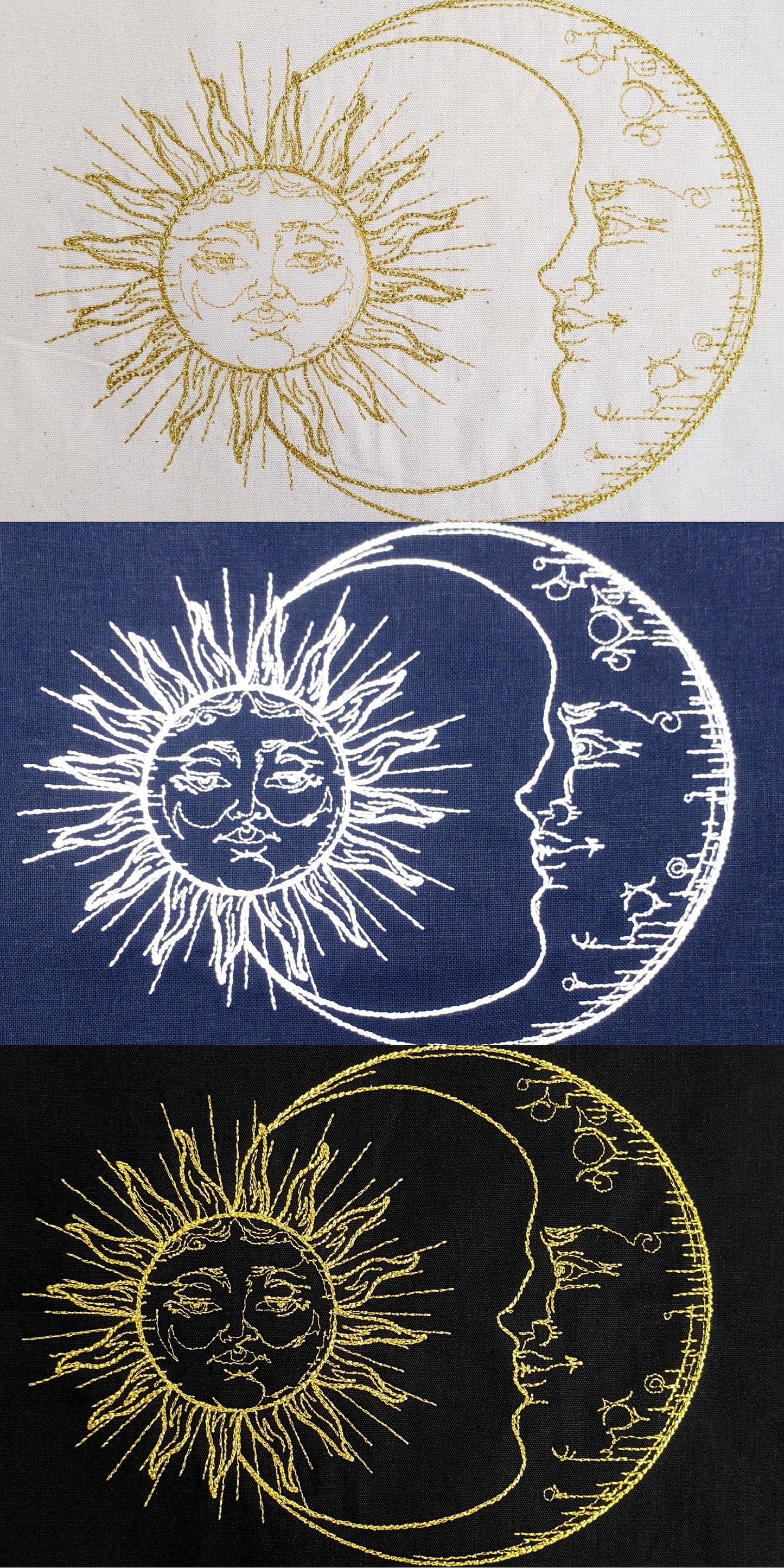 Sun and Moonl Tote Bag | 100 % Organic GOTS Cotton Tote | Embroidered