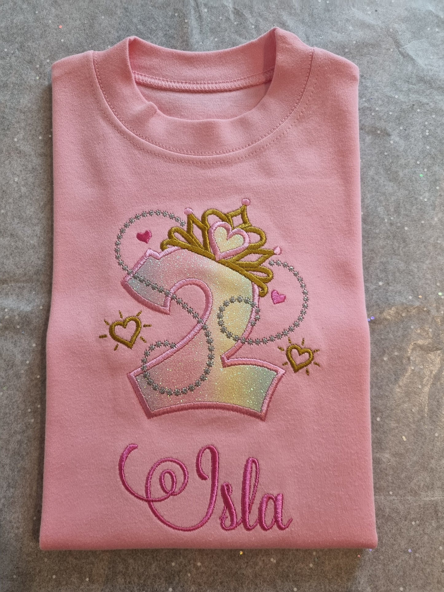 Children Personalised Princess Tiara Birthday Tshirt | Embroidery