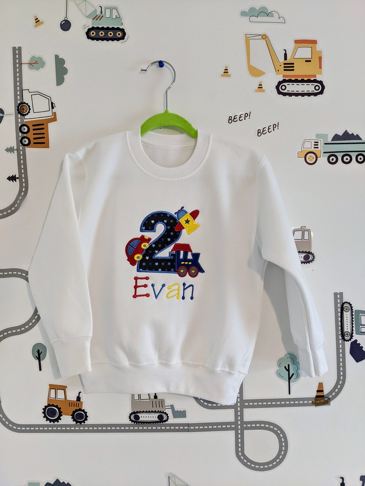 Children Birthday Sweatshirt | Plane | Train | 1st Birthday | 2nd Birthday | 3rd Birthday