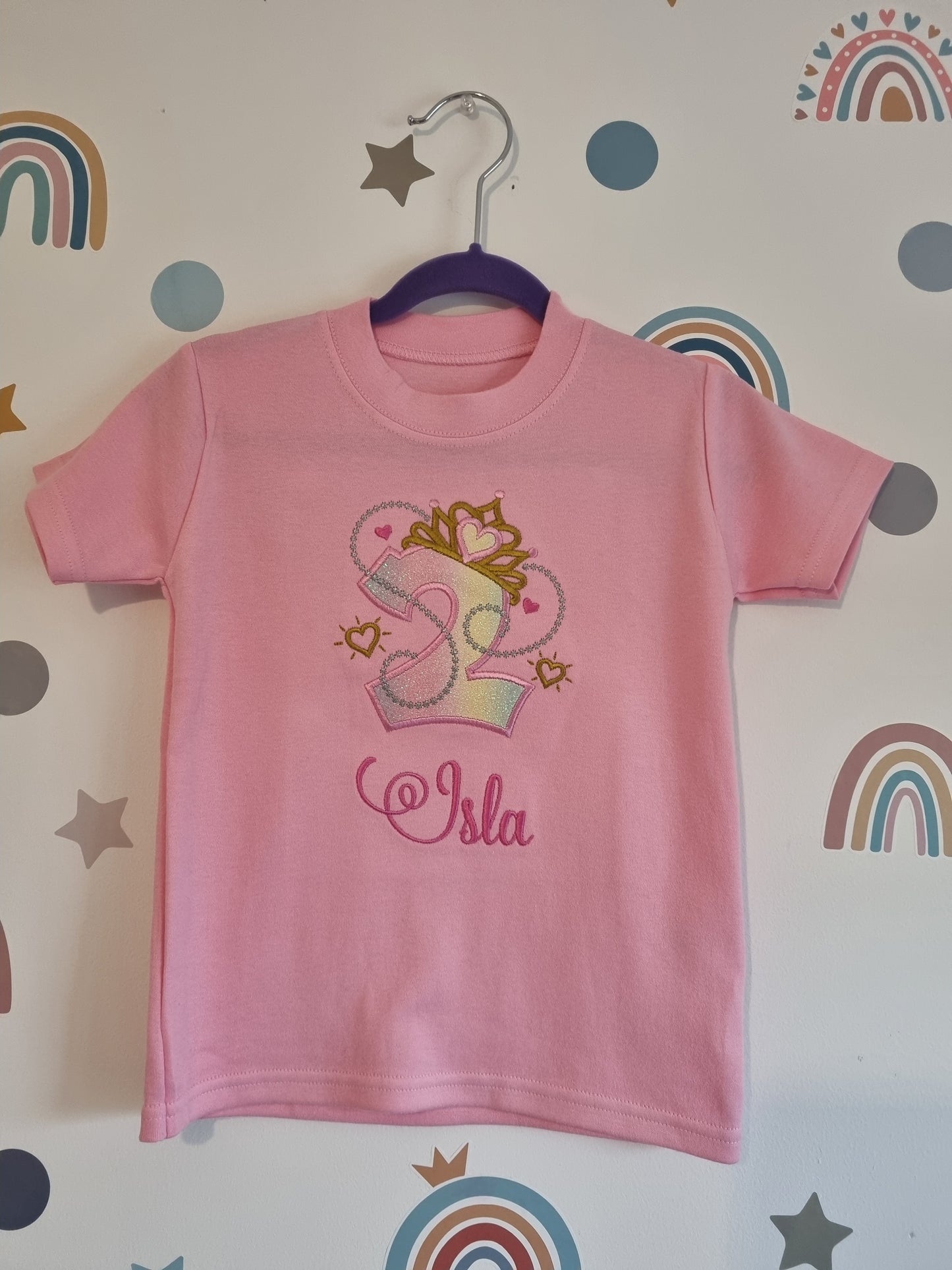 Children Personalised Princess Tiara Birthday Tshirt | Embroidery
