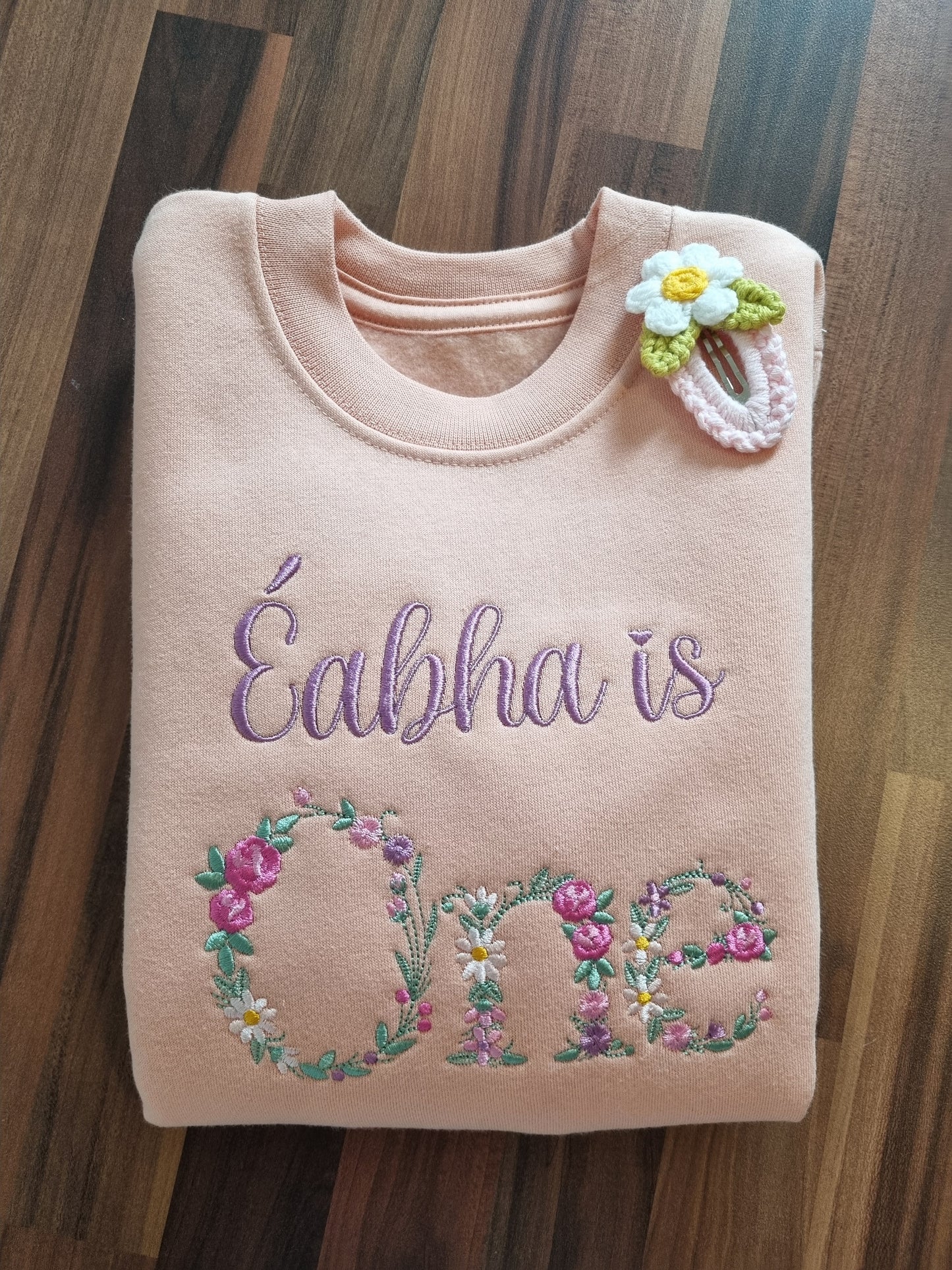 Children Personalised Birthday Sweatshirt with Monogram Floral Font- Embroidery - All AGE