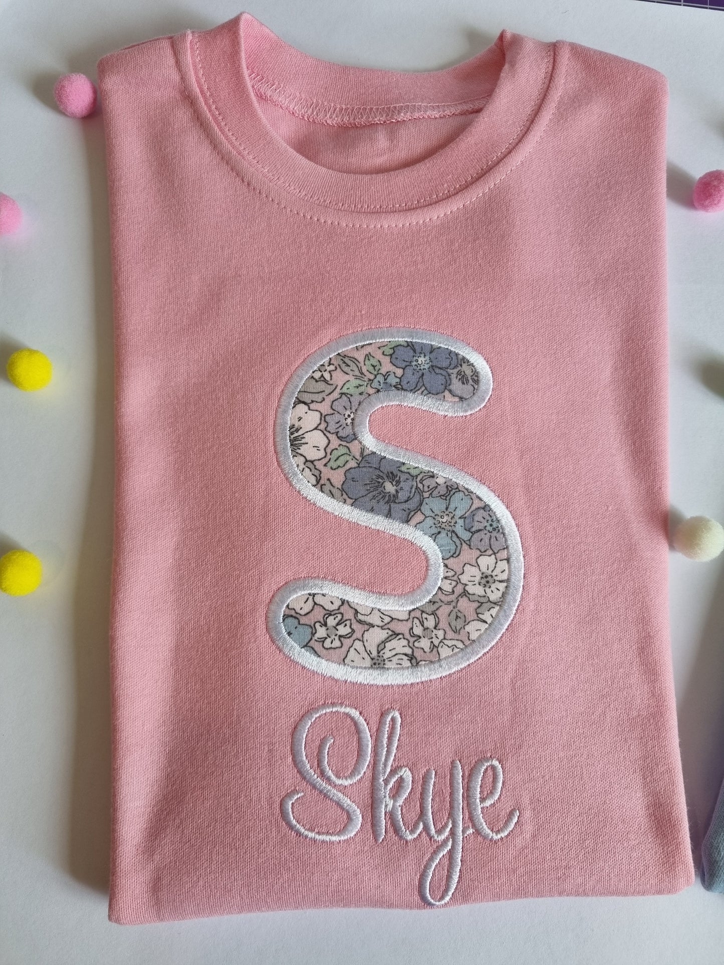 Personalised Children's Tshirt | Flowers | Dinosaurs | Space | Embroidery
