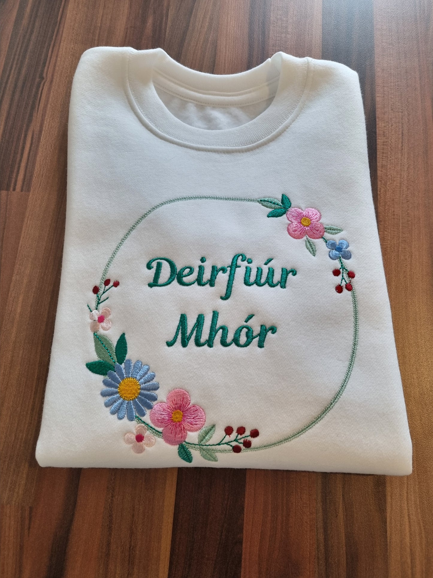 Deirfiúr Mhór | Big Sister Flower Wreath | Embroidery