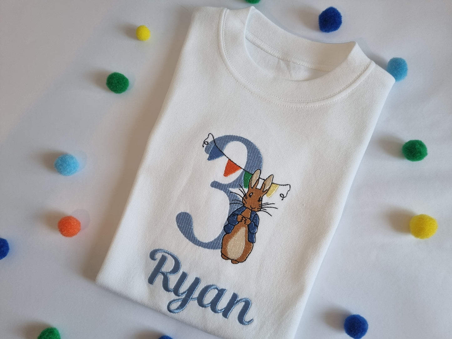 Personalised Rabbit birthday tshirt - Embroidery