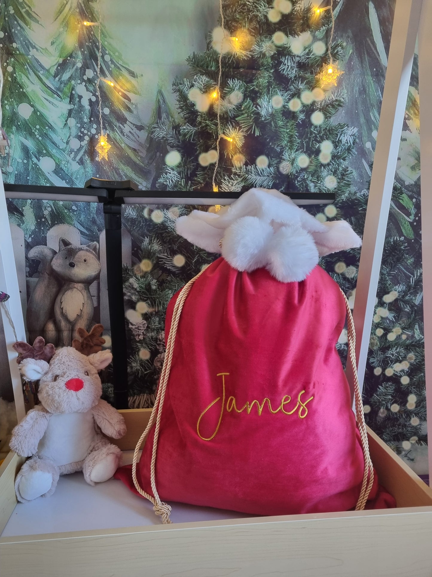 PRE ORDER NOW - Personnalised Plain Large Santa Sacks in Red - Embroidery