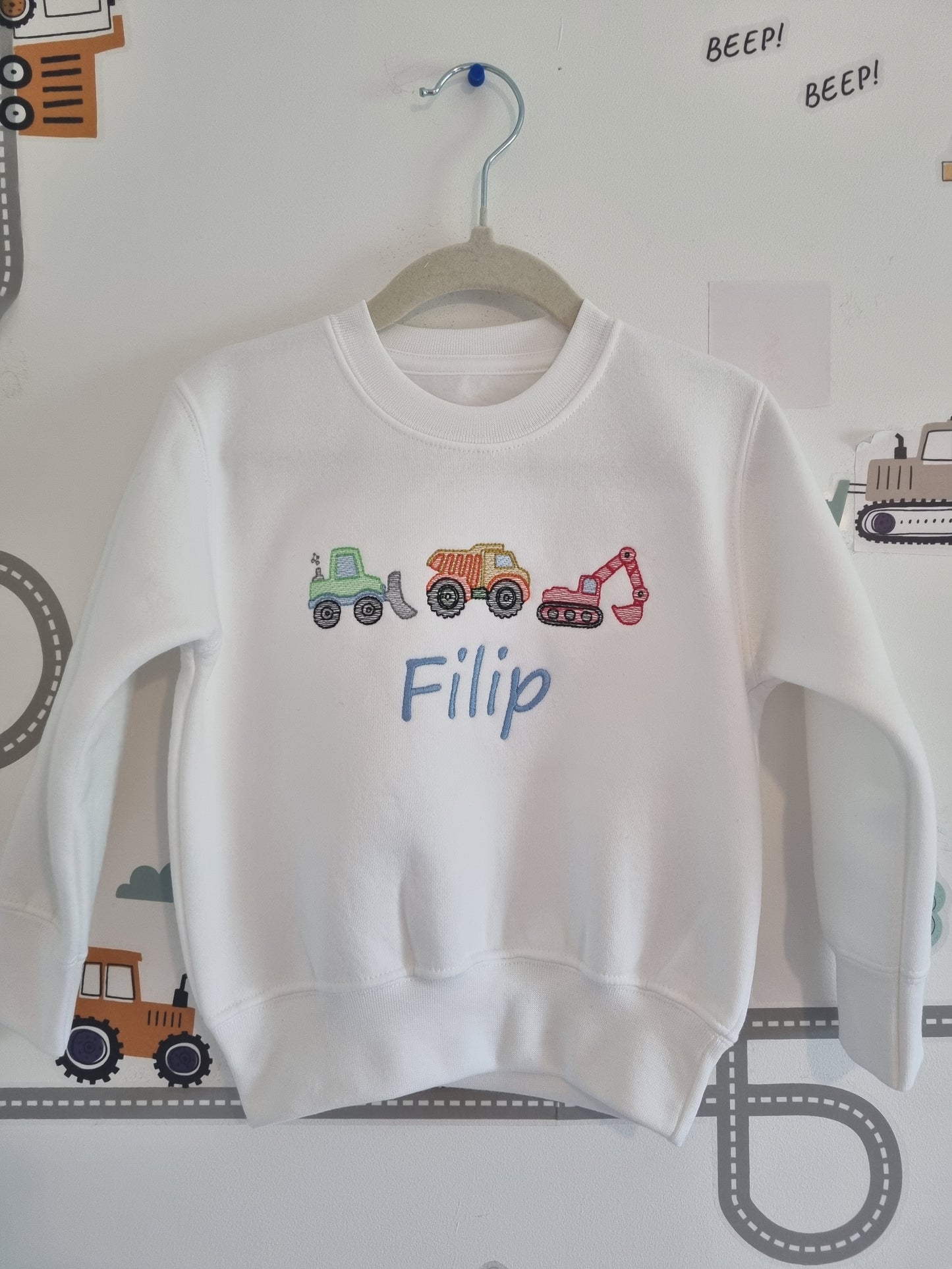 Children Personalised Trio of Diggers - Embroidery - All AGE