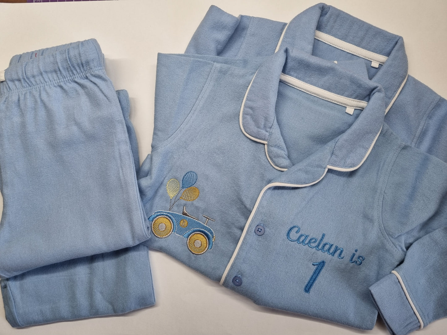 Personnalised - Long Sleeve Pyjama Set in Blue - Embroidery