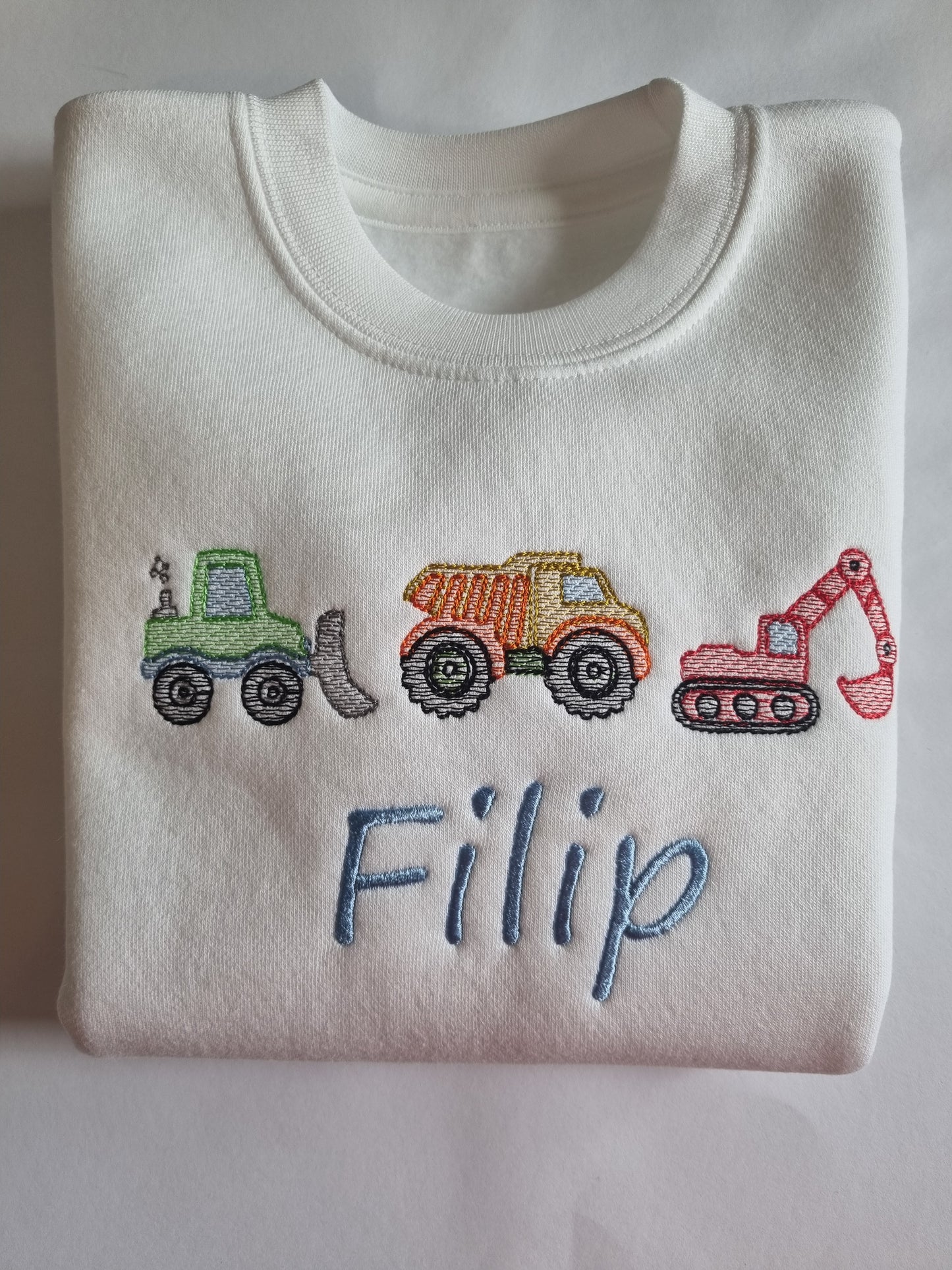 Children Personalised Trio of Diggers - Embroidery - All AGE