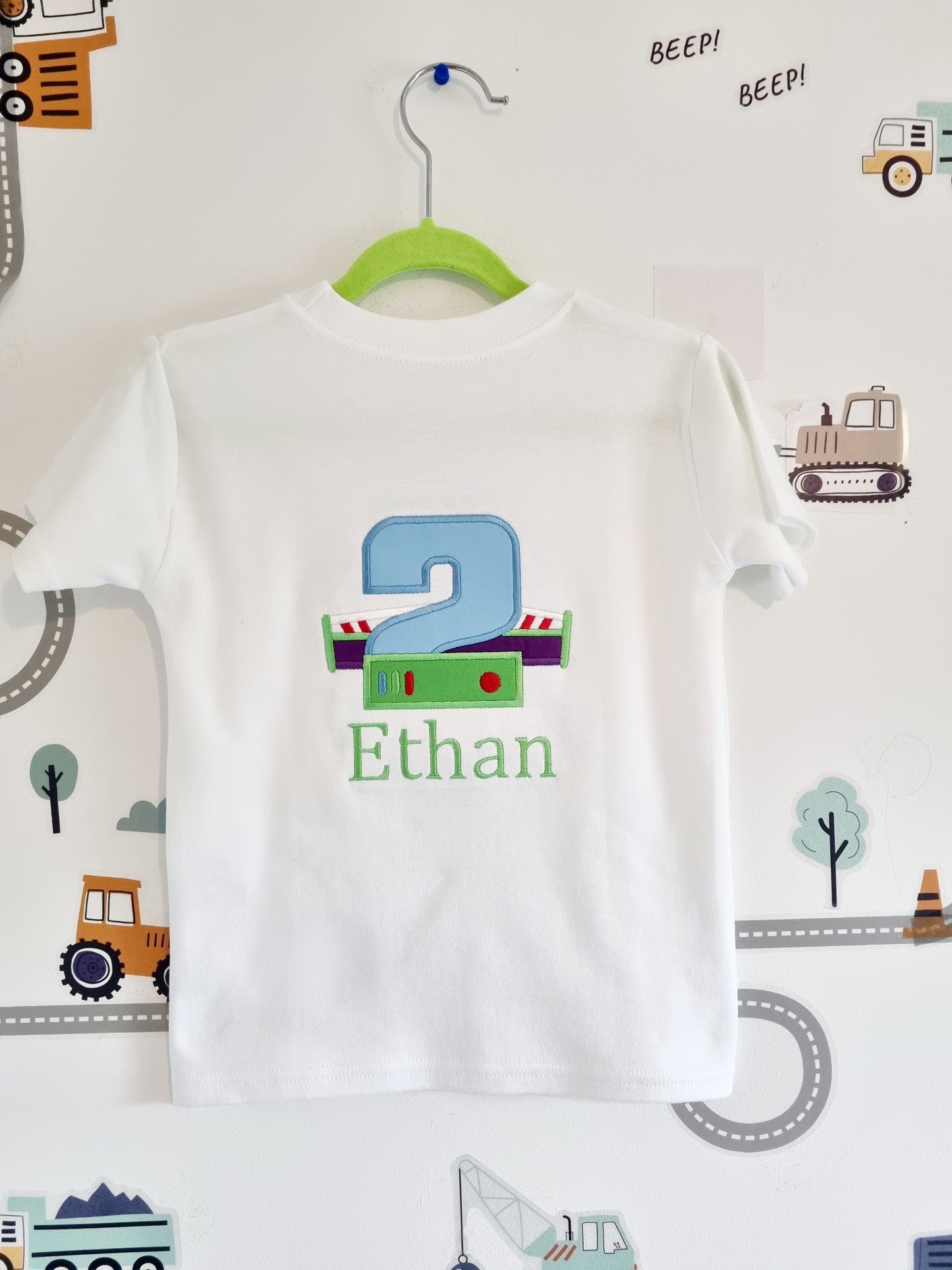Two Infinity and Beyond - Children Personalised Birthday Tshirt or Sweatshirt- Embroidery