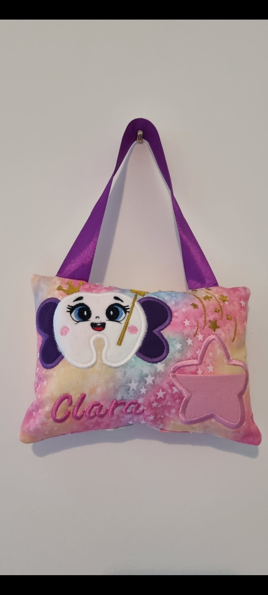 Tooth Fairy pillow, door hanger with pouch