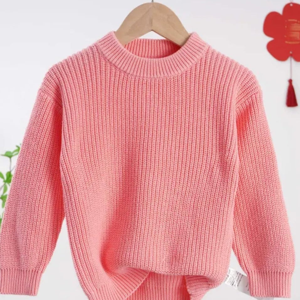 Chunky Knit cotton Sweater With Floral letter