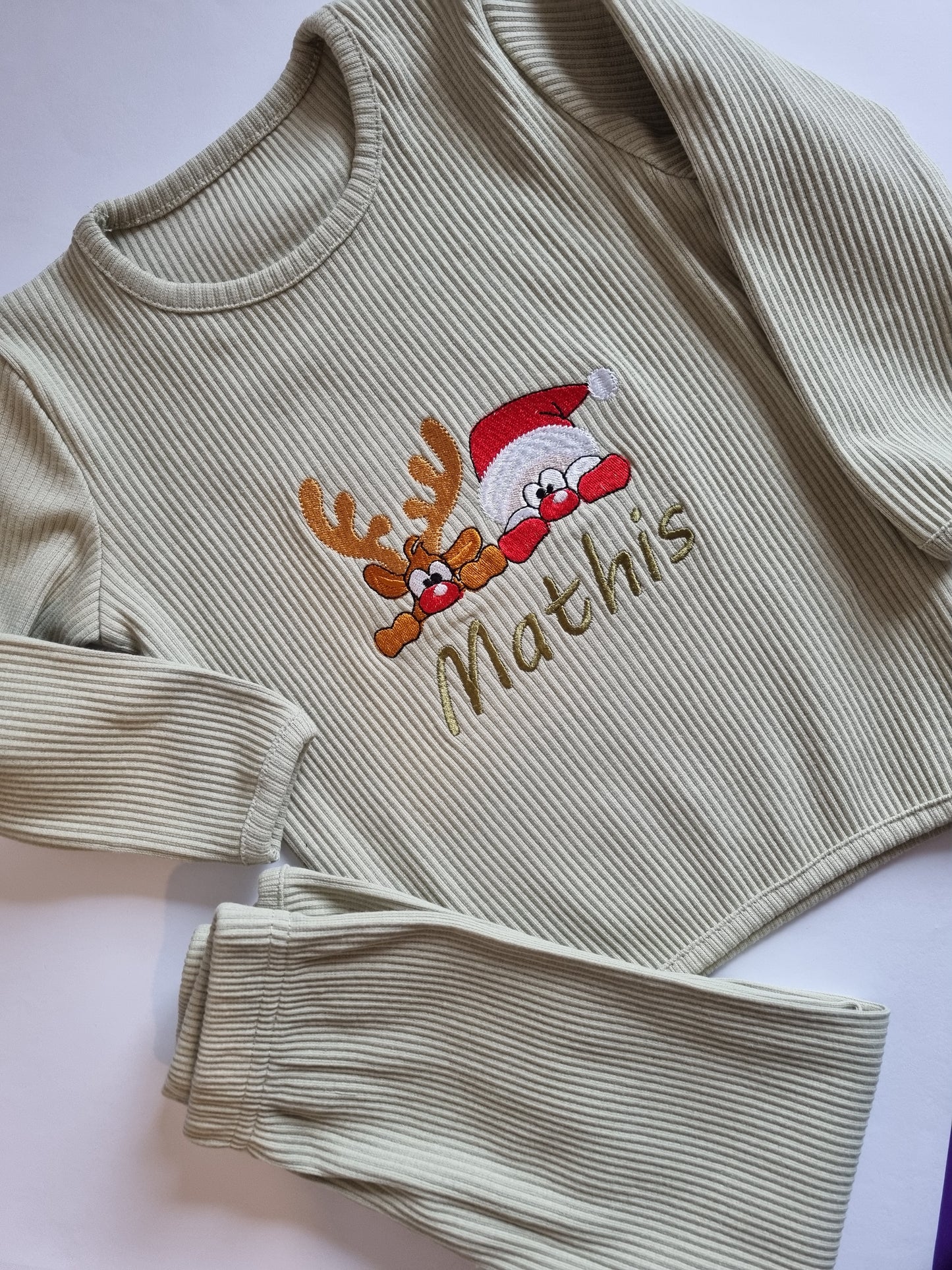 PRE ORDER kids Ribbed loungwear - Santa and Rudolph -