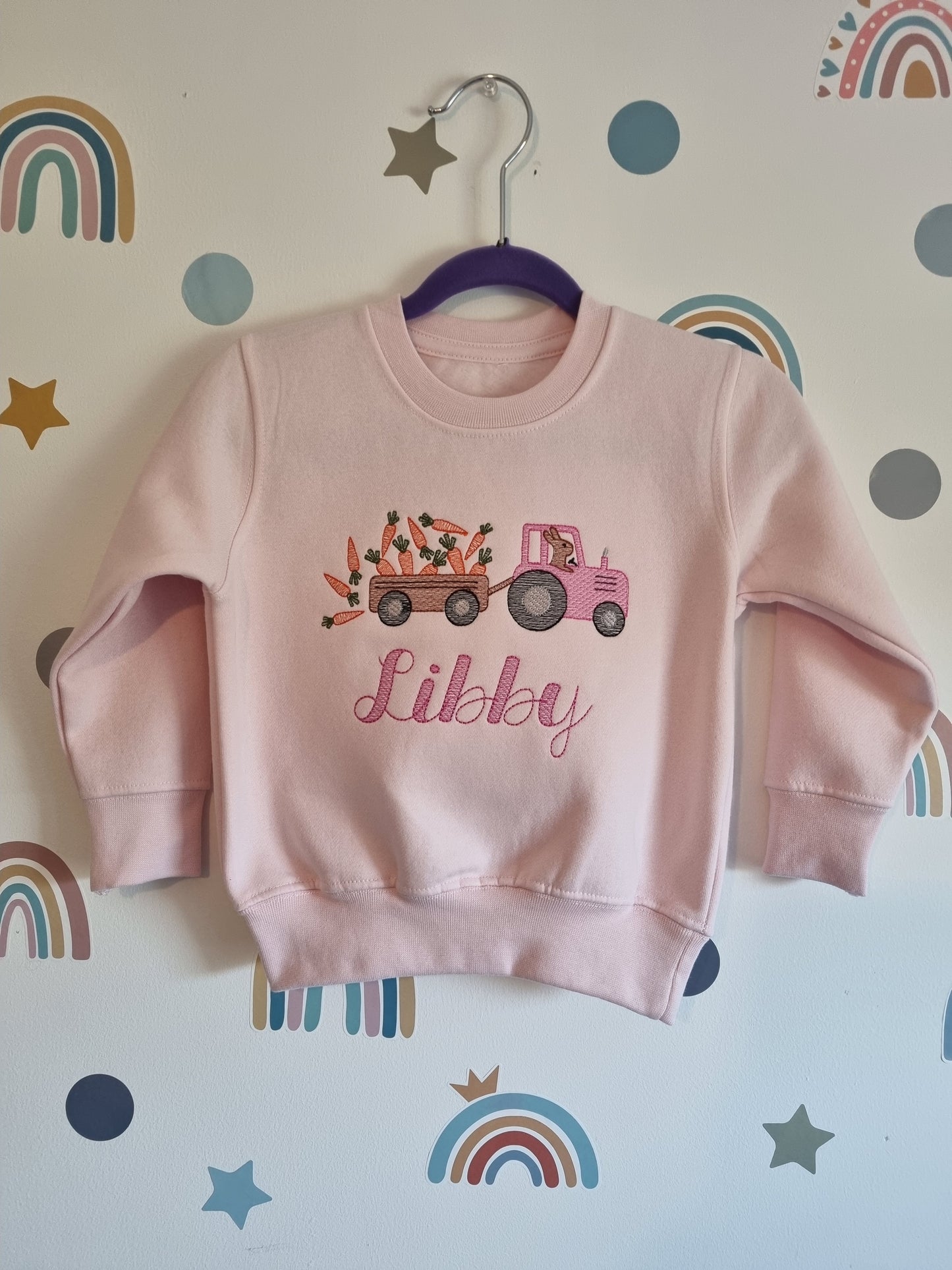 Personalised Easter Bunny Tractor Sweatshirt for kids | Easter Tractor | Easter Children's Tshirt | Embroidery