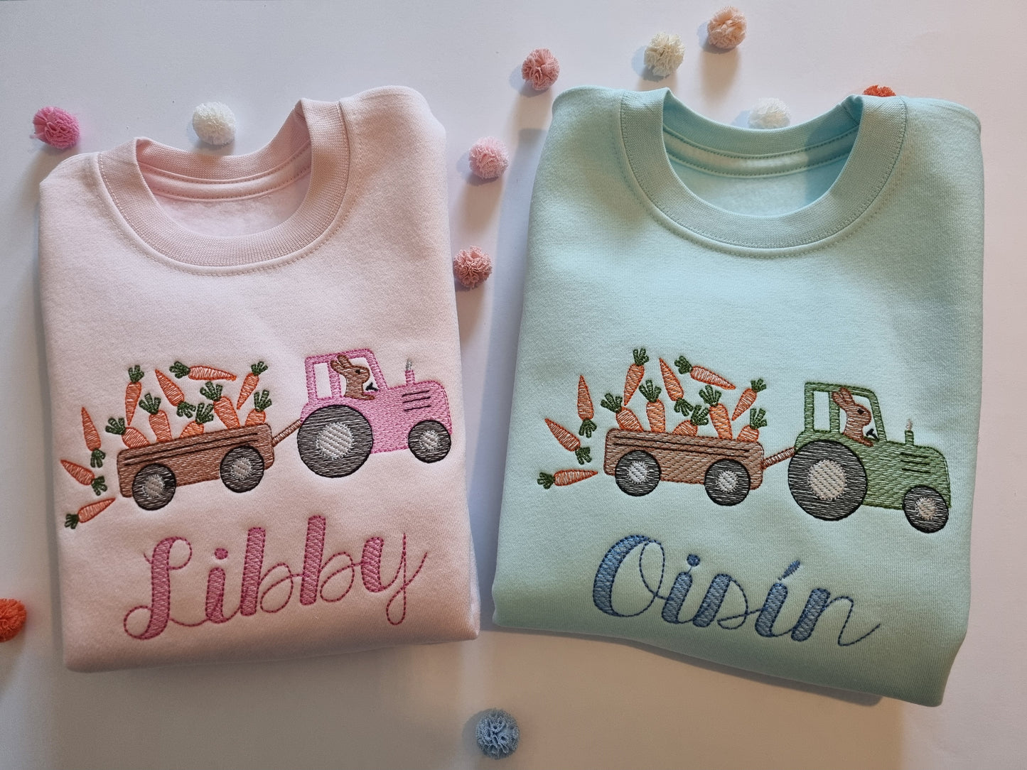 Personalised Easter Bunny Tractor Sweatshirt for kids | Easter Tractor | Easter Children's Tshirt | Embroidery