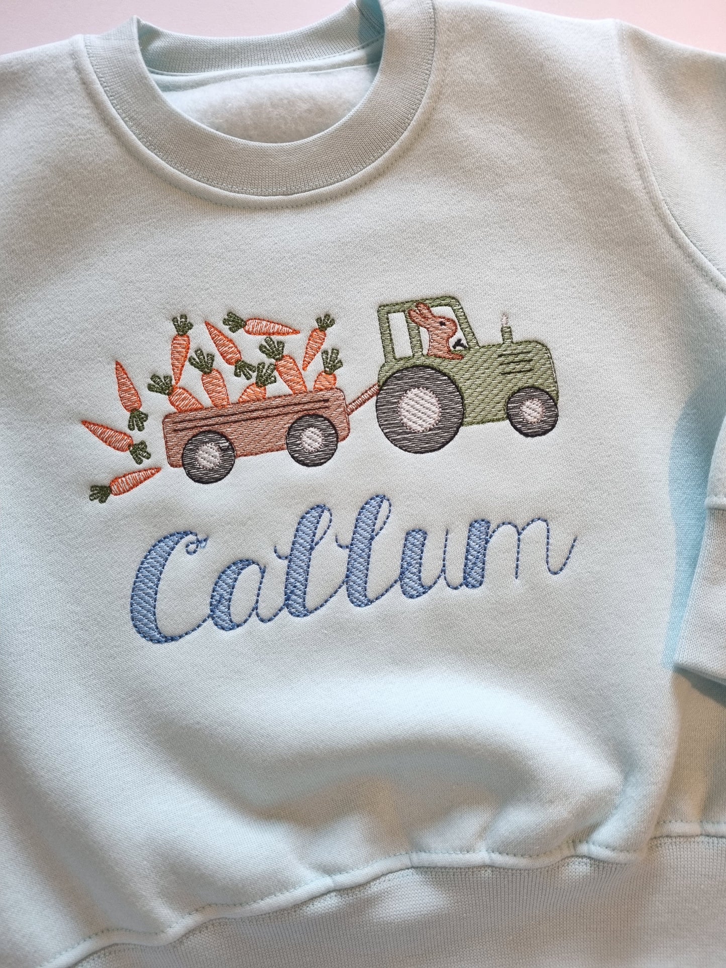 Personalised Easter Bunny Tractor Sweatshirt for kids | Easter Tractor | Easter Children's Tshirt | Embroidery