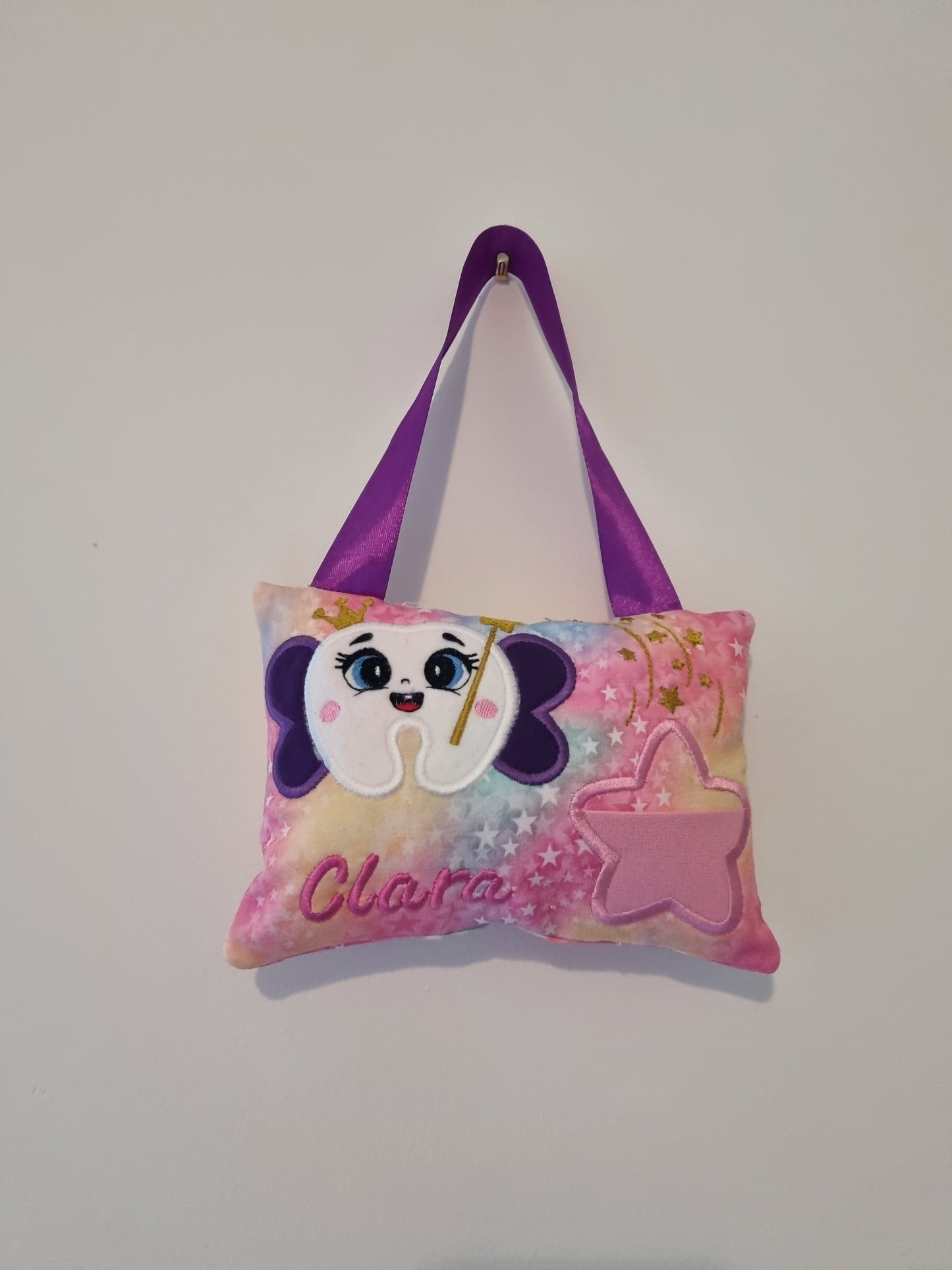 Tooth Fairy pillow, door hanger with pouch