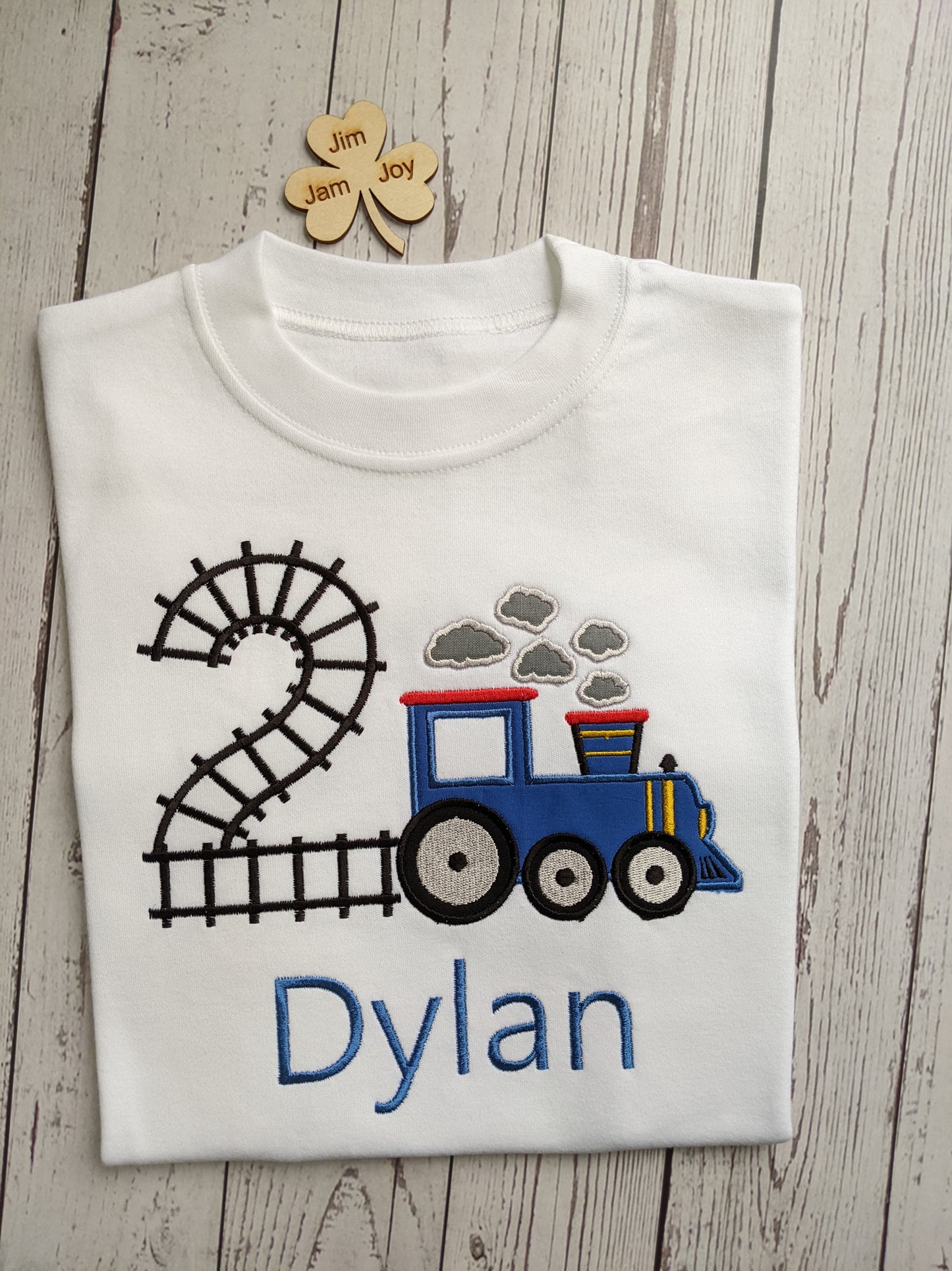 Children Birthday Tshirt train and track