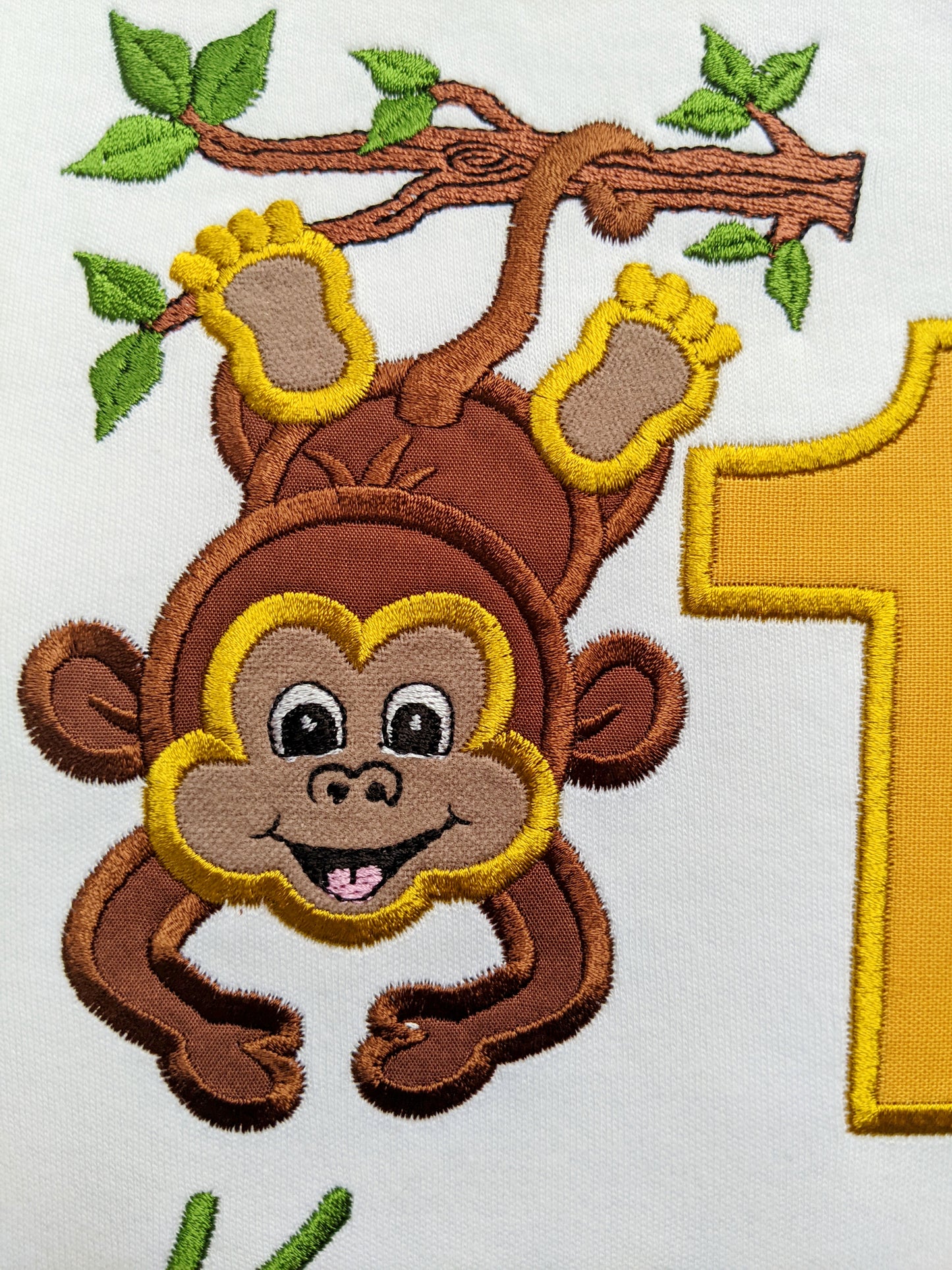 Children Birthday tshirt with hanging monkey