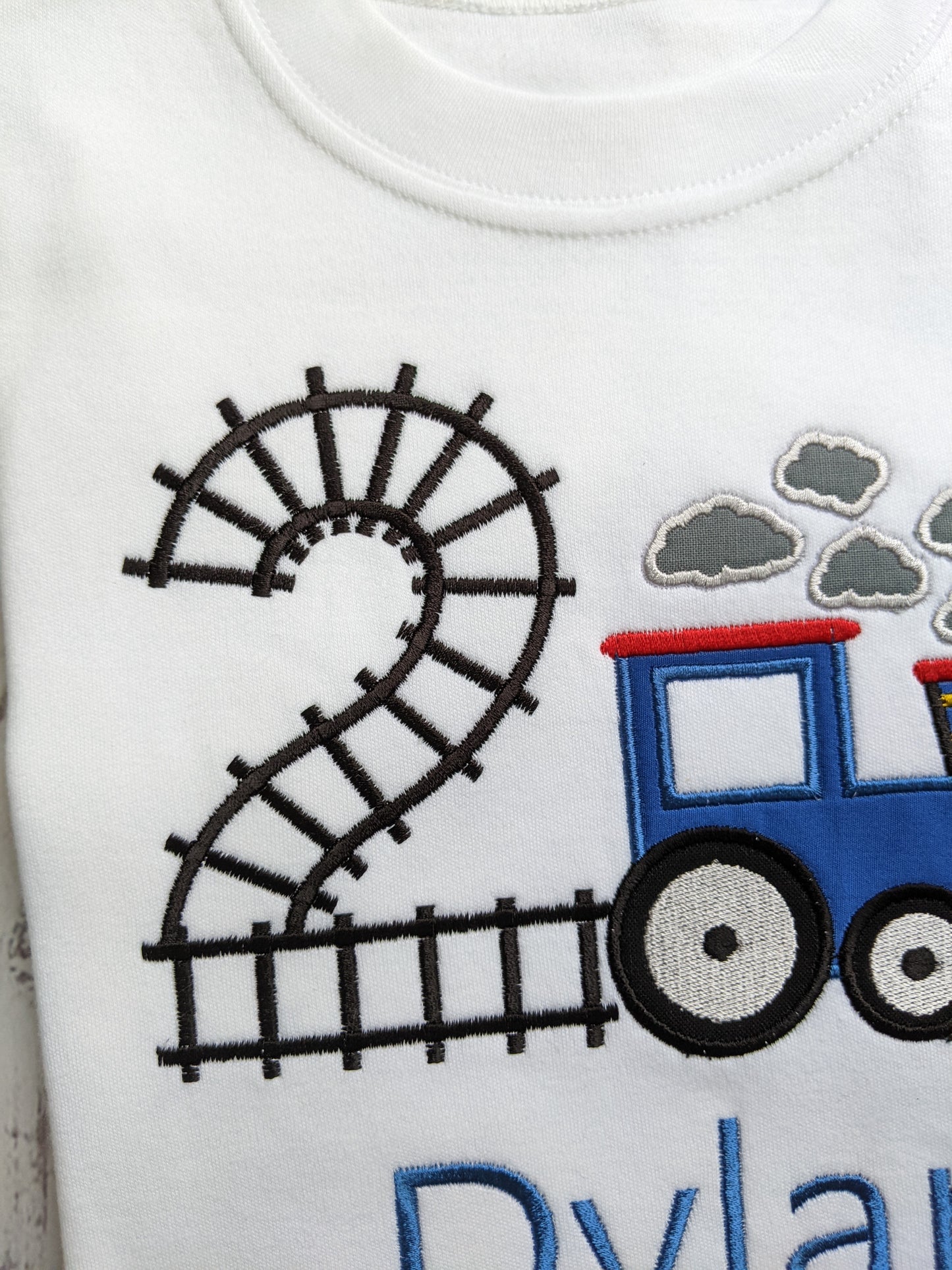 Children Birthday Tshirt train and track