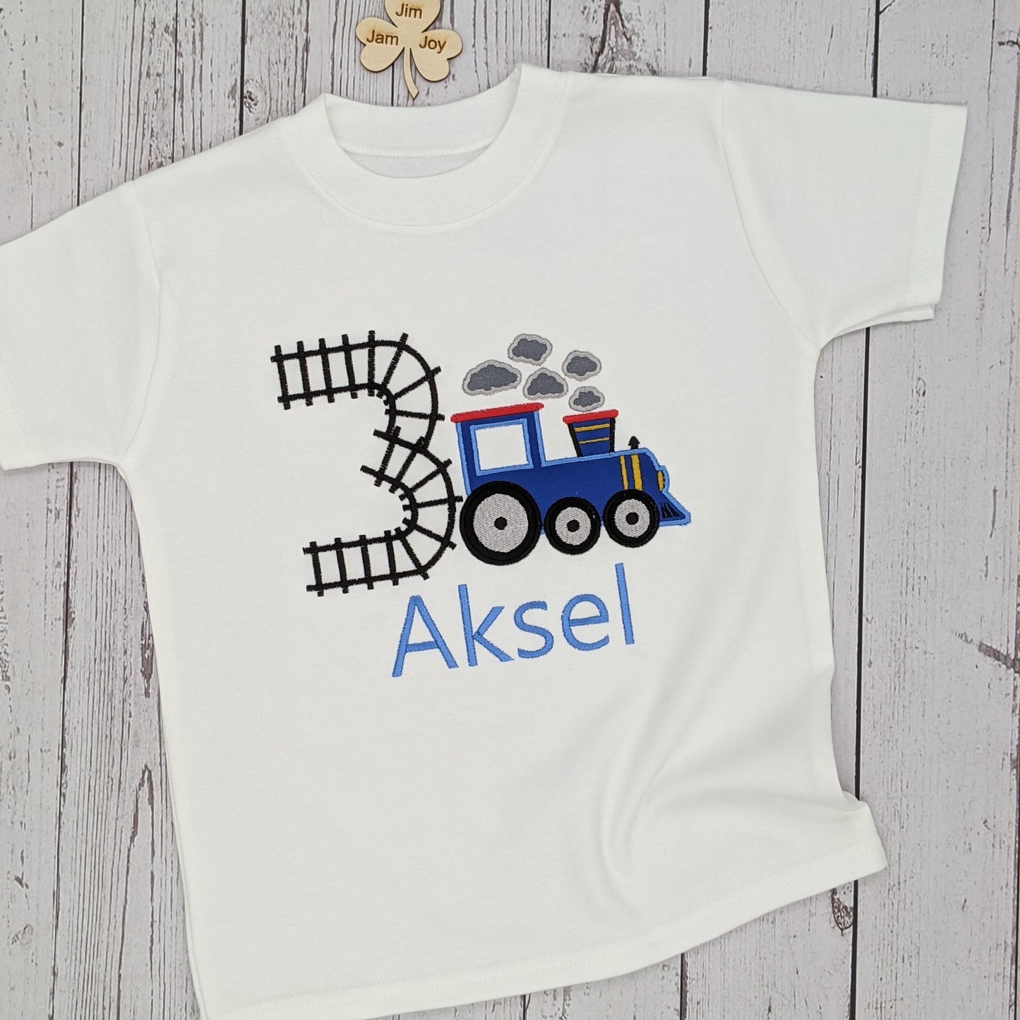 Children Birthday Tshirt train and track