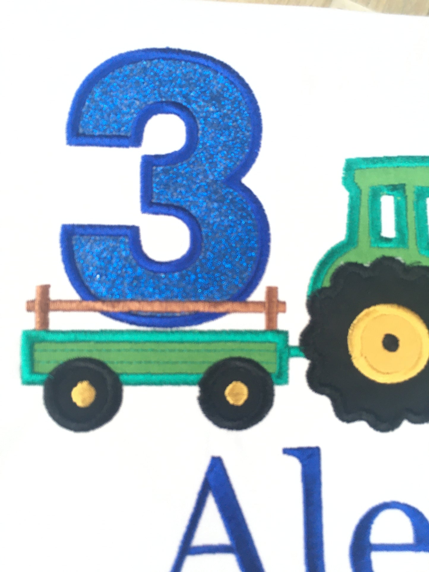 Children Personalised Birthday Tshirt with Tractor and Trailer- Embroidery
