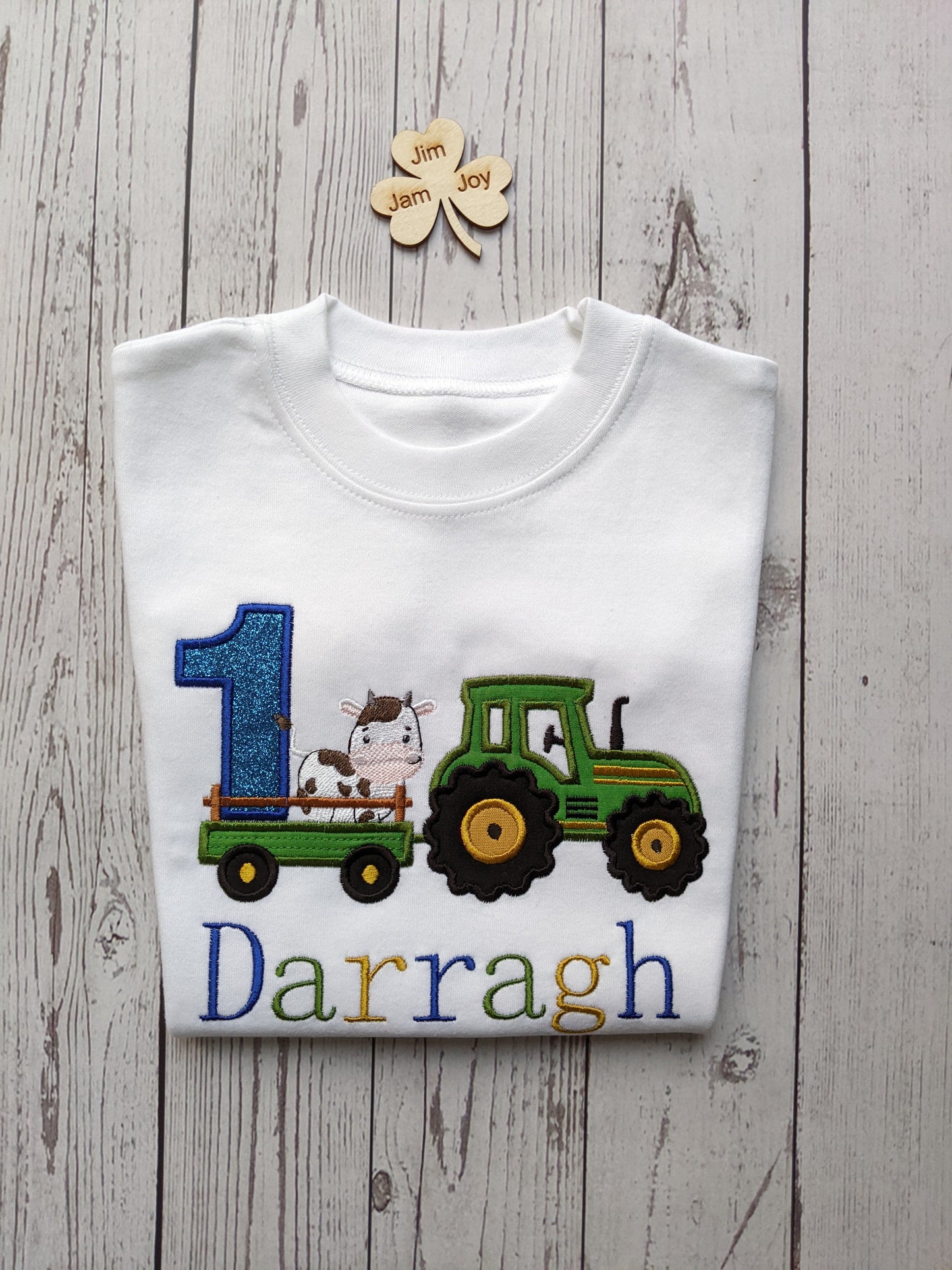 Children Tshirt Birthday tractor with cow