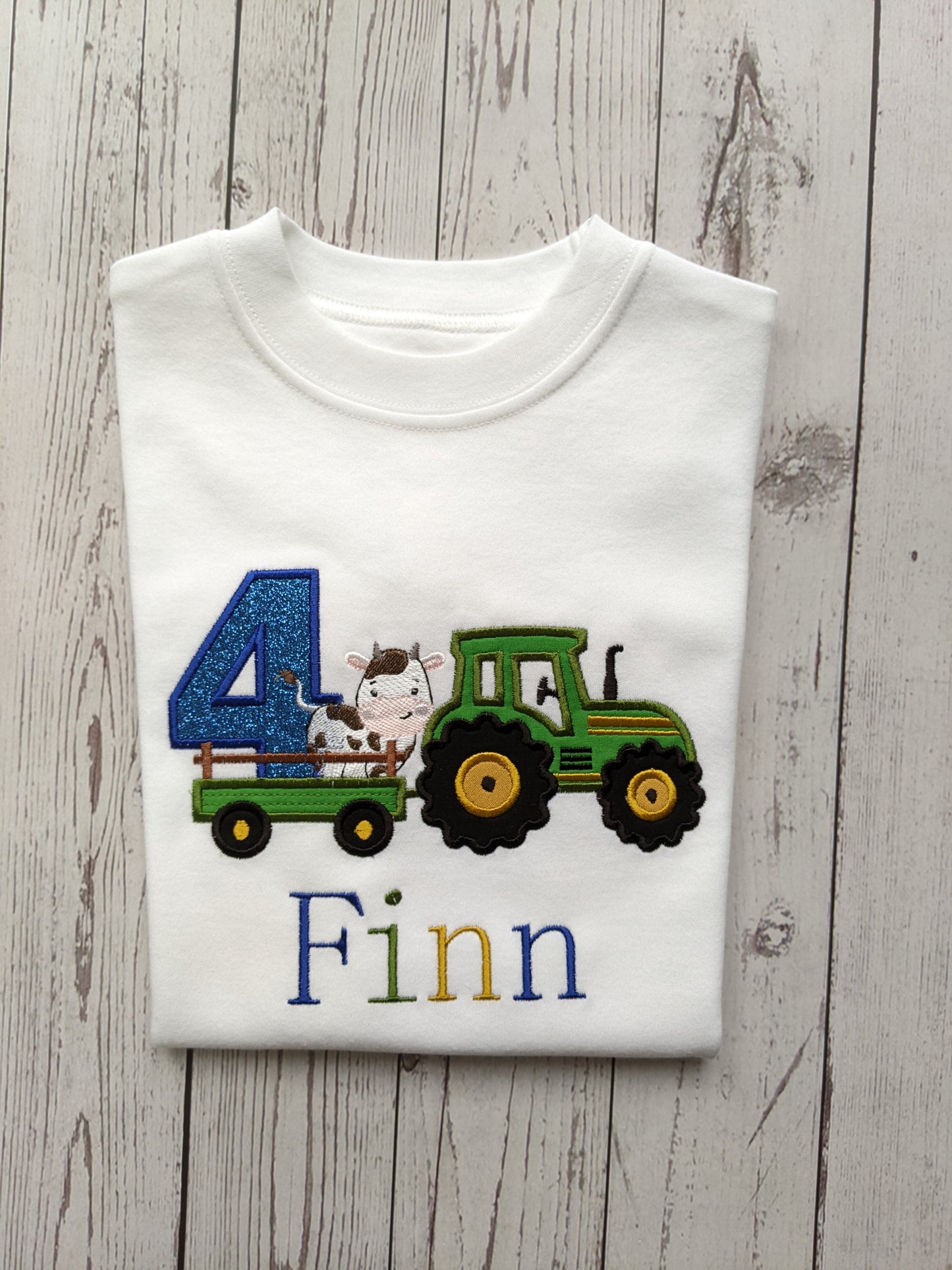 Children Tshirt Birthday tractor with cow