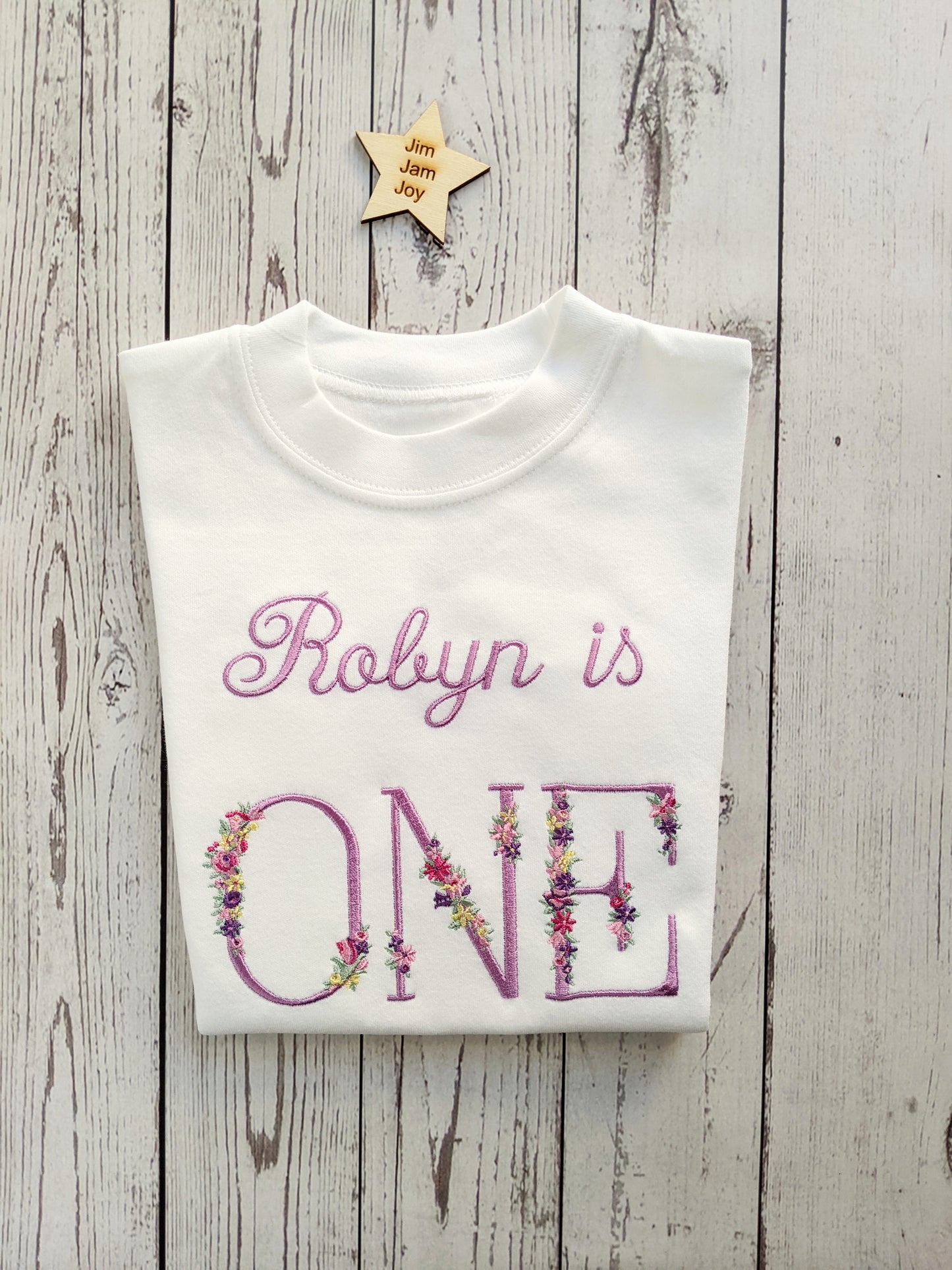 Children 1st Birthday Monogram Tshirt Flower