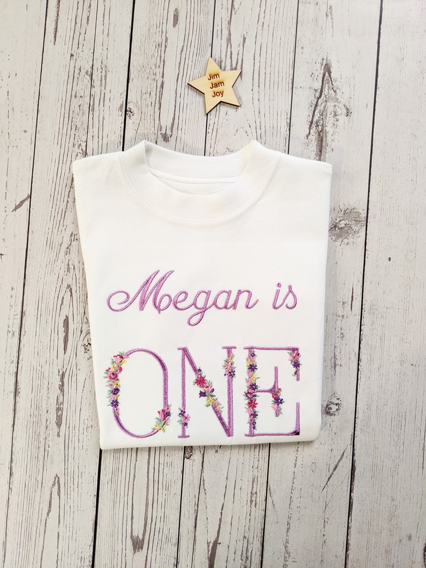 Children 1st Birthday Monogram Tshirt Flower