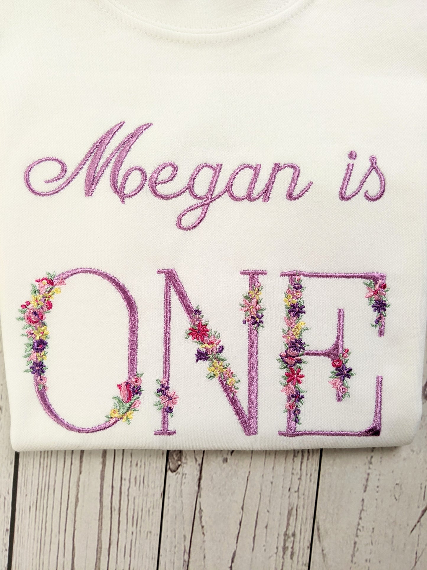 Children 1st Birthday Monogram Tshirt Flower
