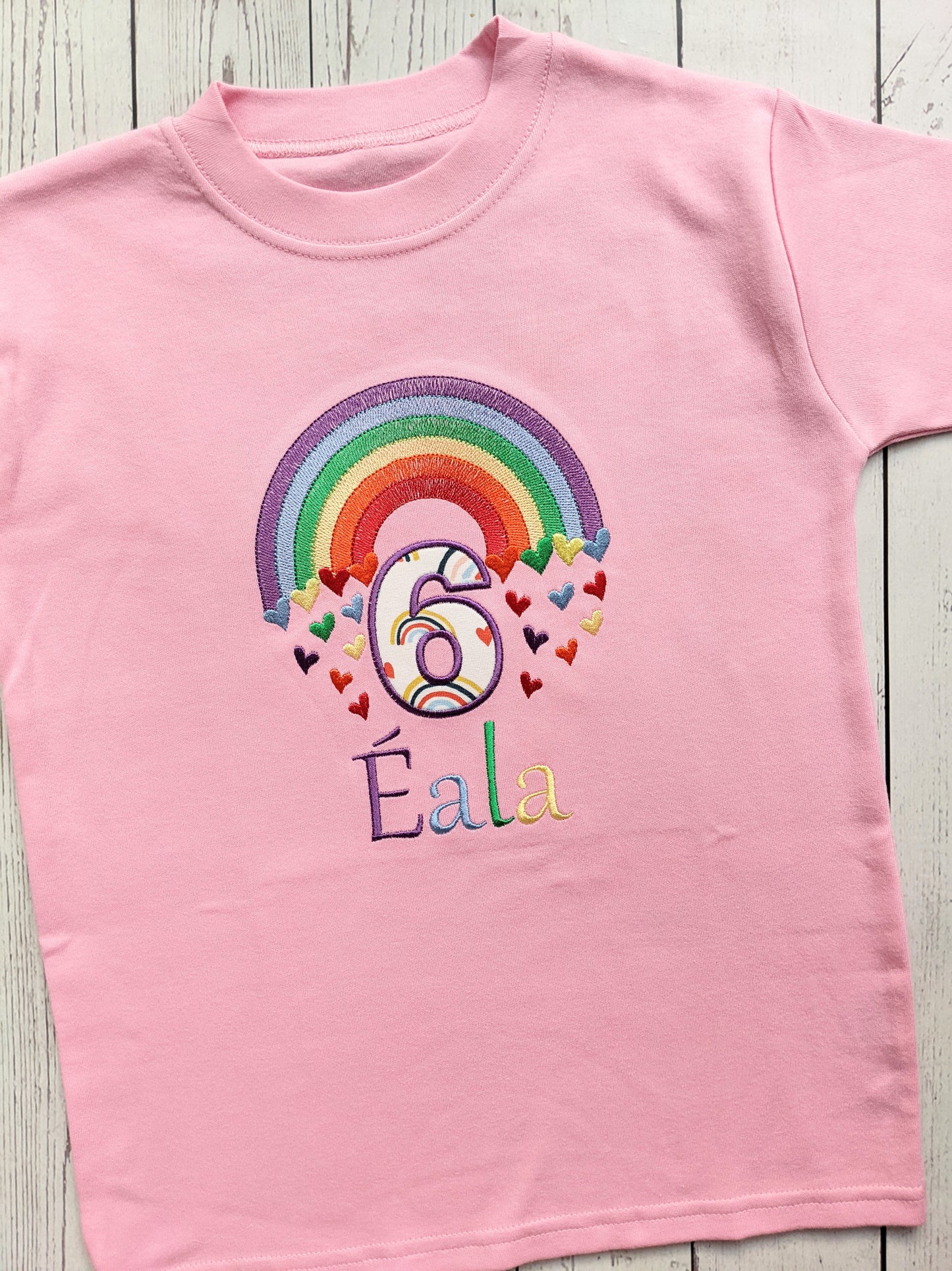 Personalise Birthday Tshirt Rainbow