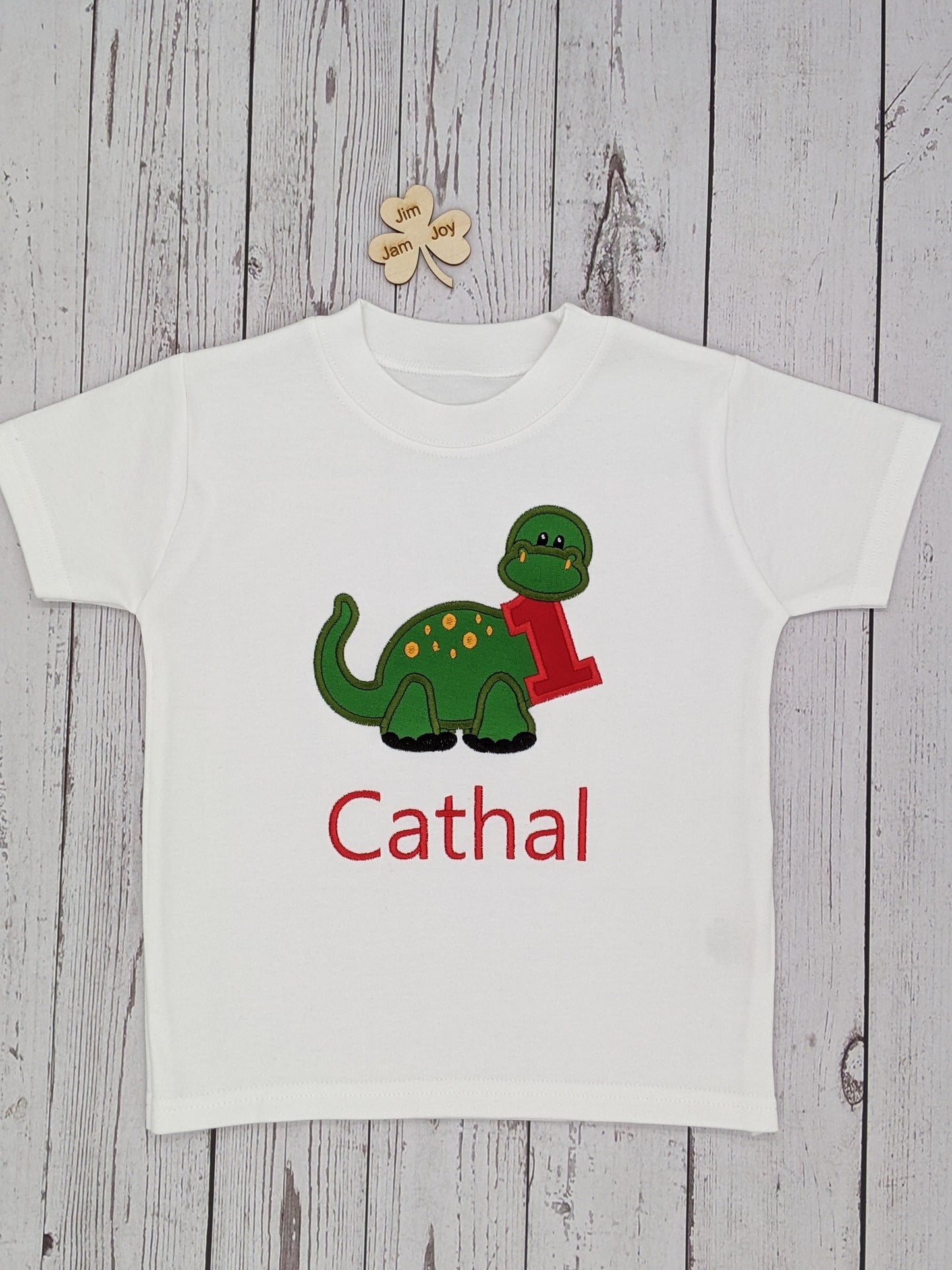Children birthday tshirt with cute dinosaur diplodocus