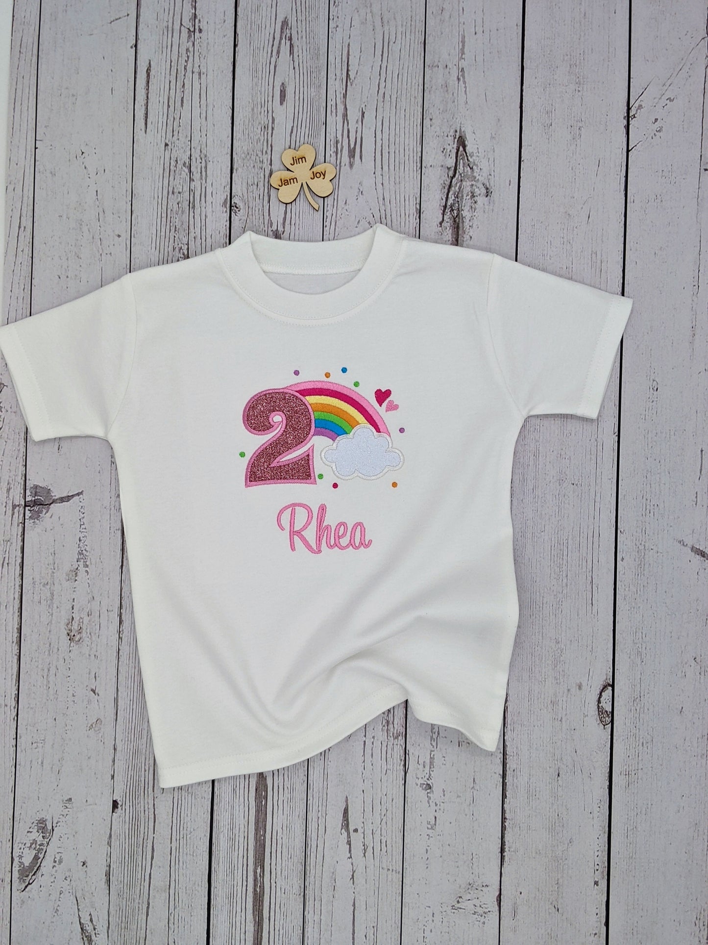 Personalised Rainbow Birthday tshirt with cloud