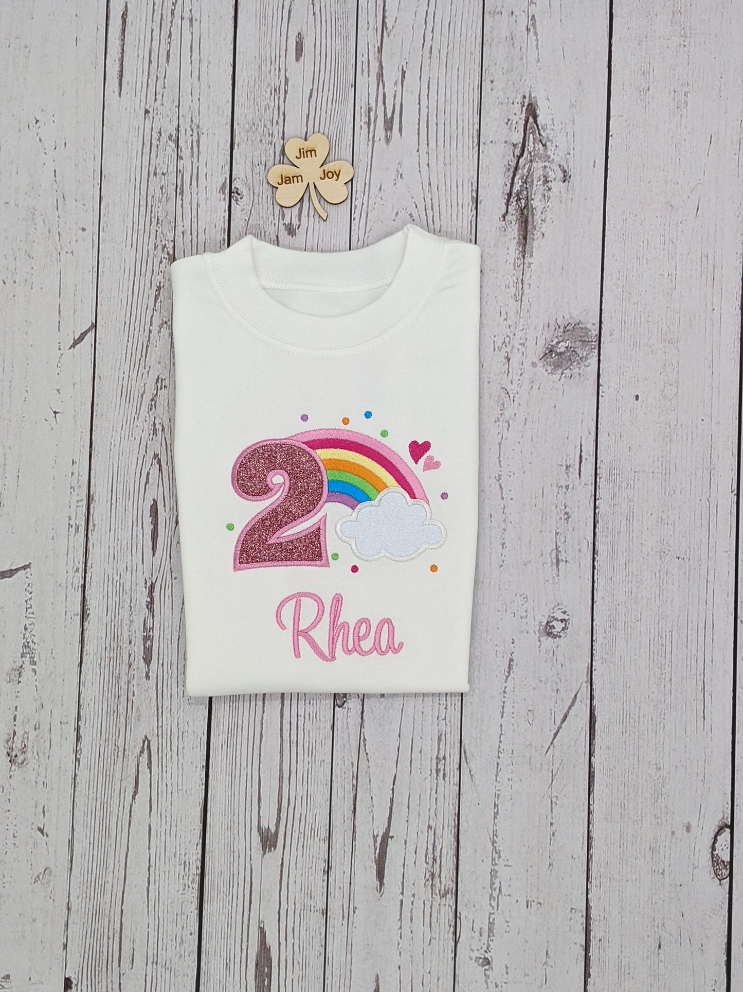 Personalised Rainbow Birthday tshirt with cloud
