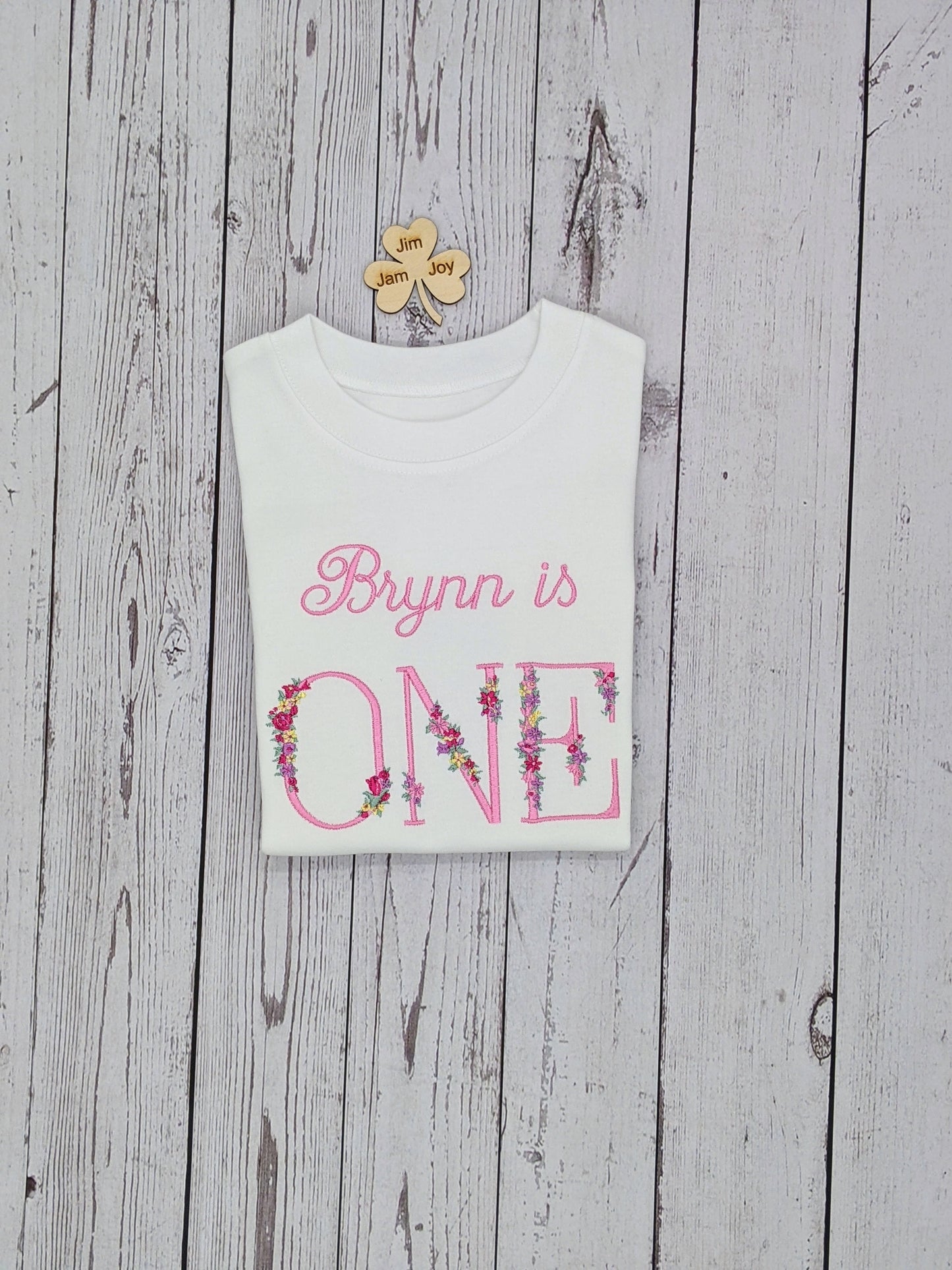 Children 1st Birthday Monogram Tshirt Flower