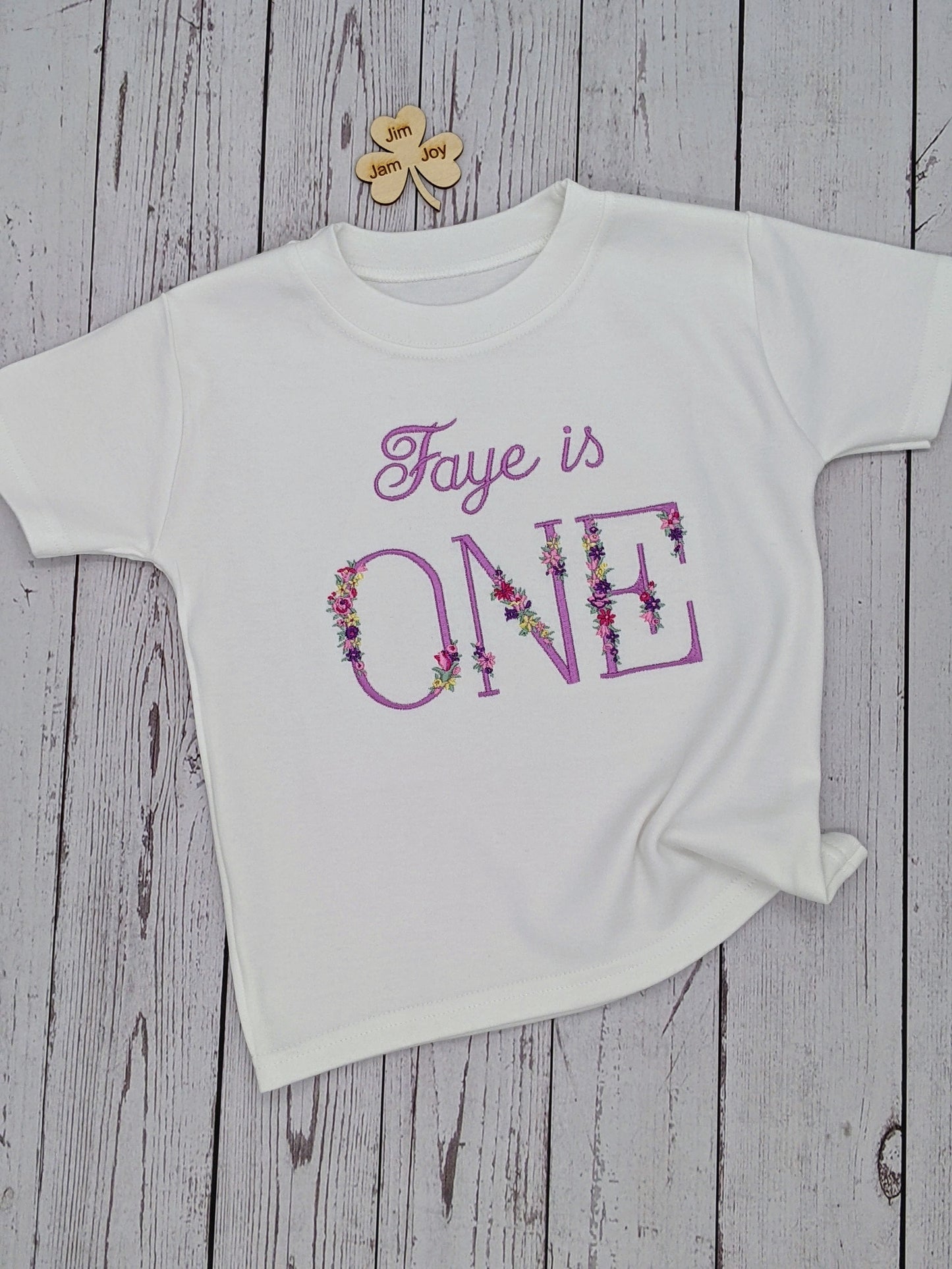 Children 1st Birthday Monogram Tshirt Flower