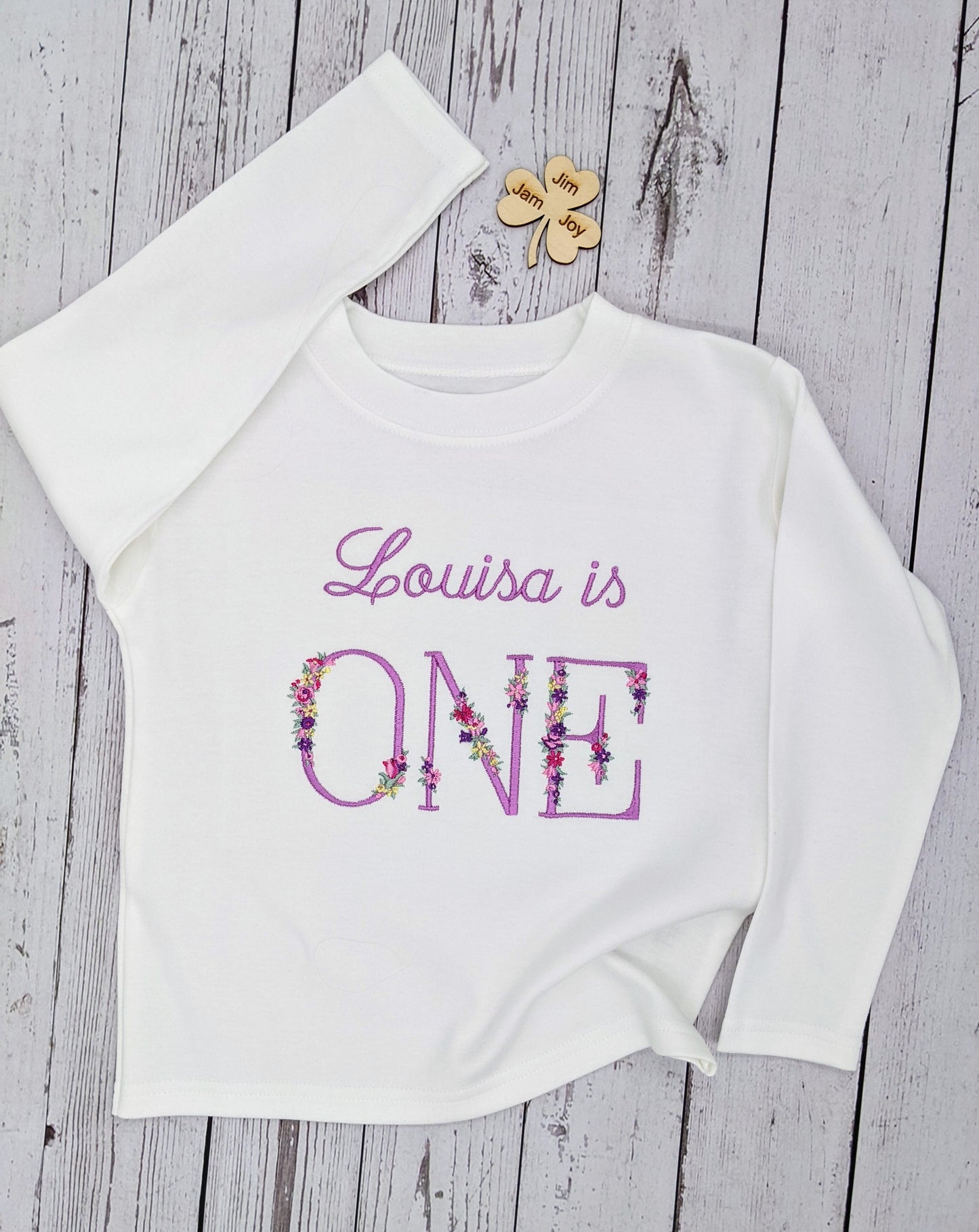 Children 1st Birthday Monogram Tshirt Flower