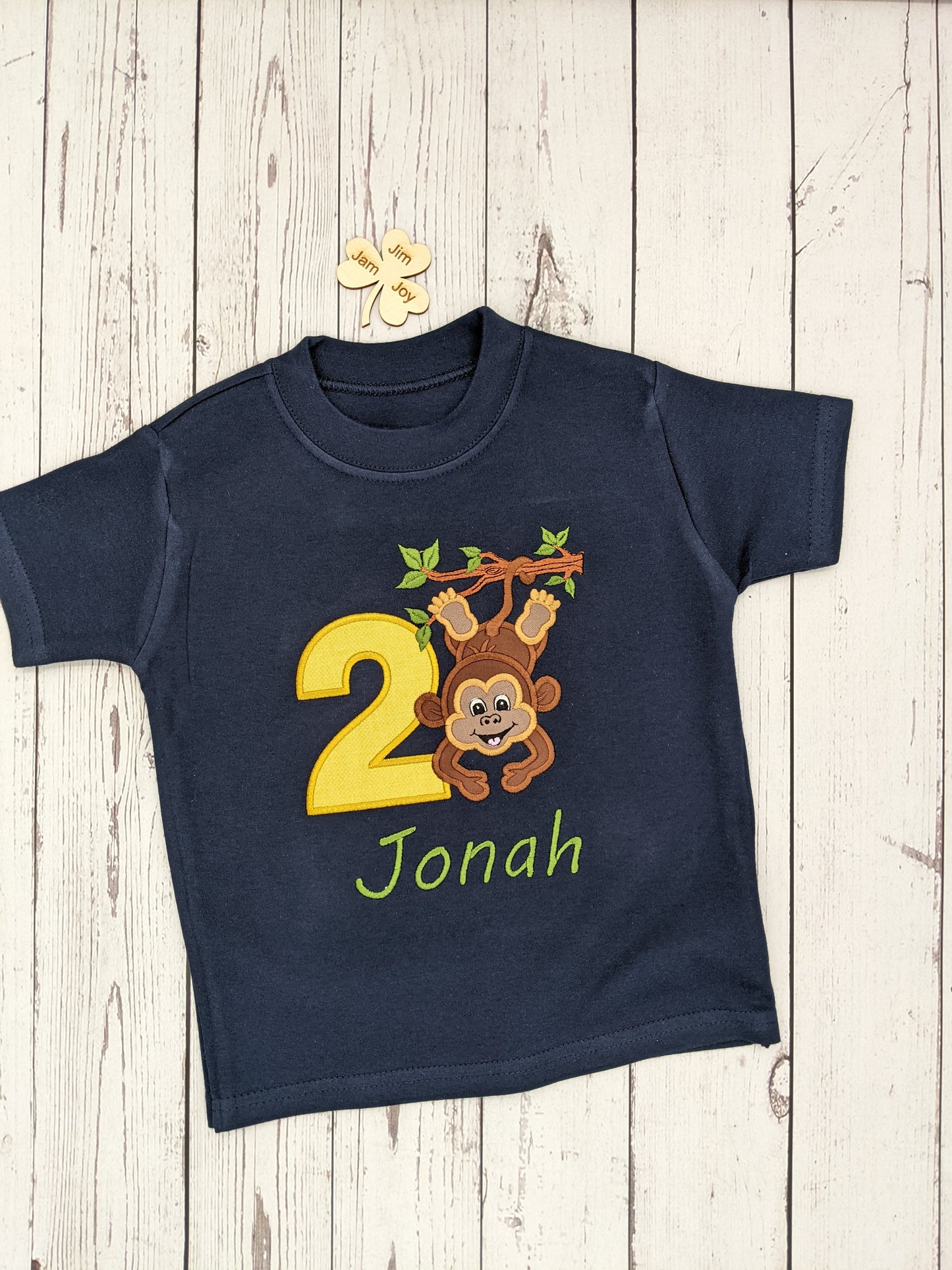 Children Birthday tshirt with hanging monkey
