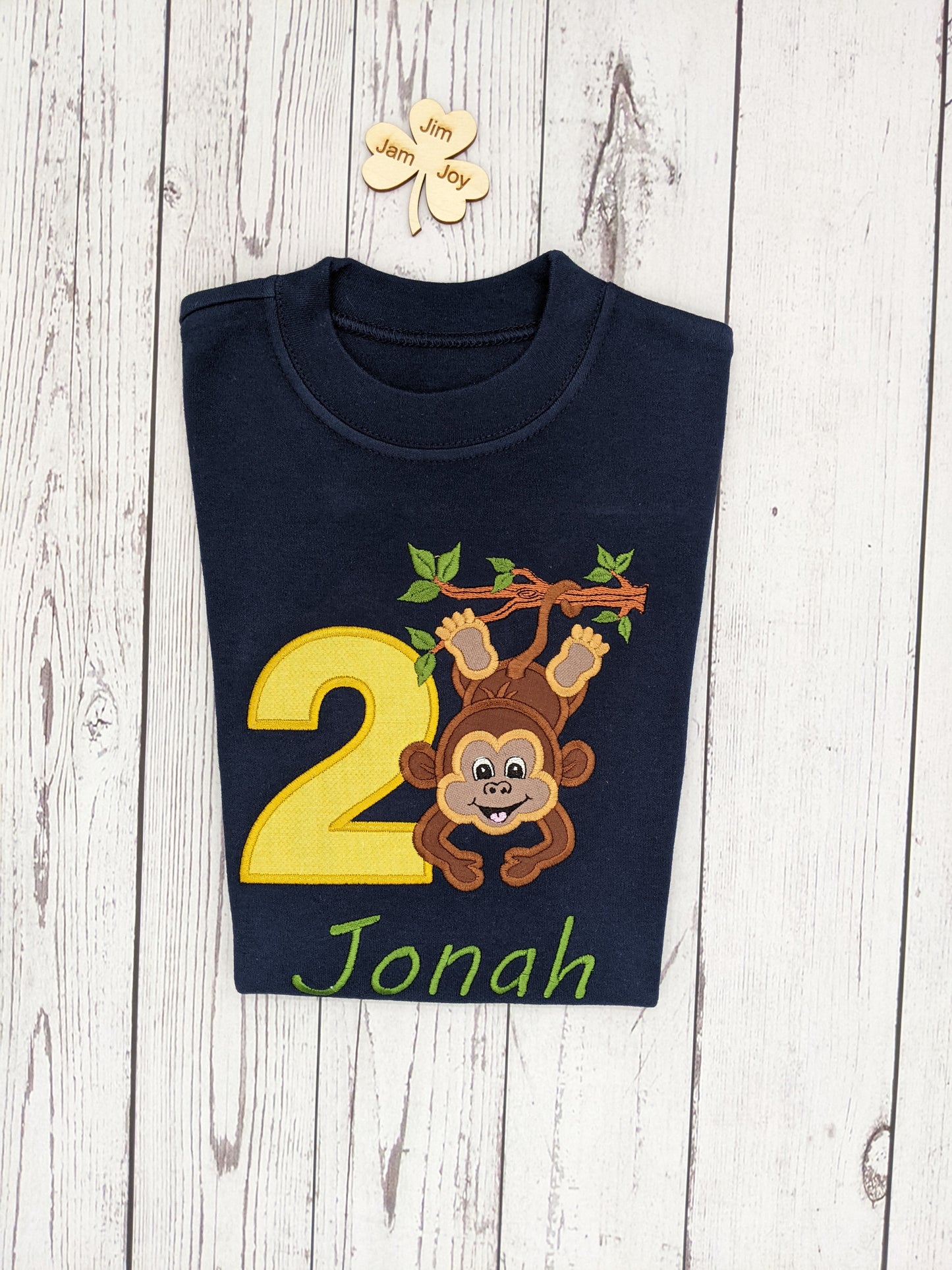 Children Birthday tshirt with hanging monkey