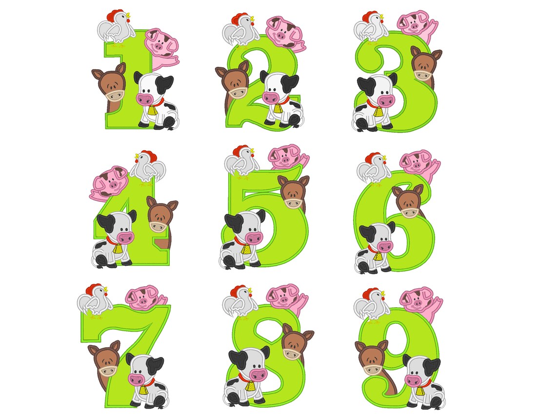 Children Personalised Birthday Tshirt Number with Farm Animals - Embroidery ( red gingham and name)