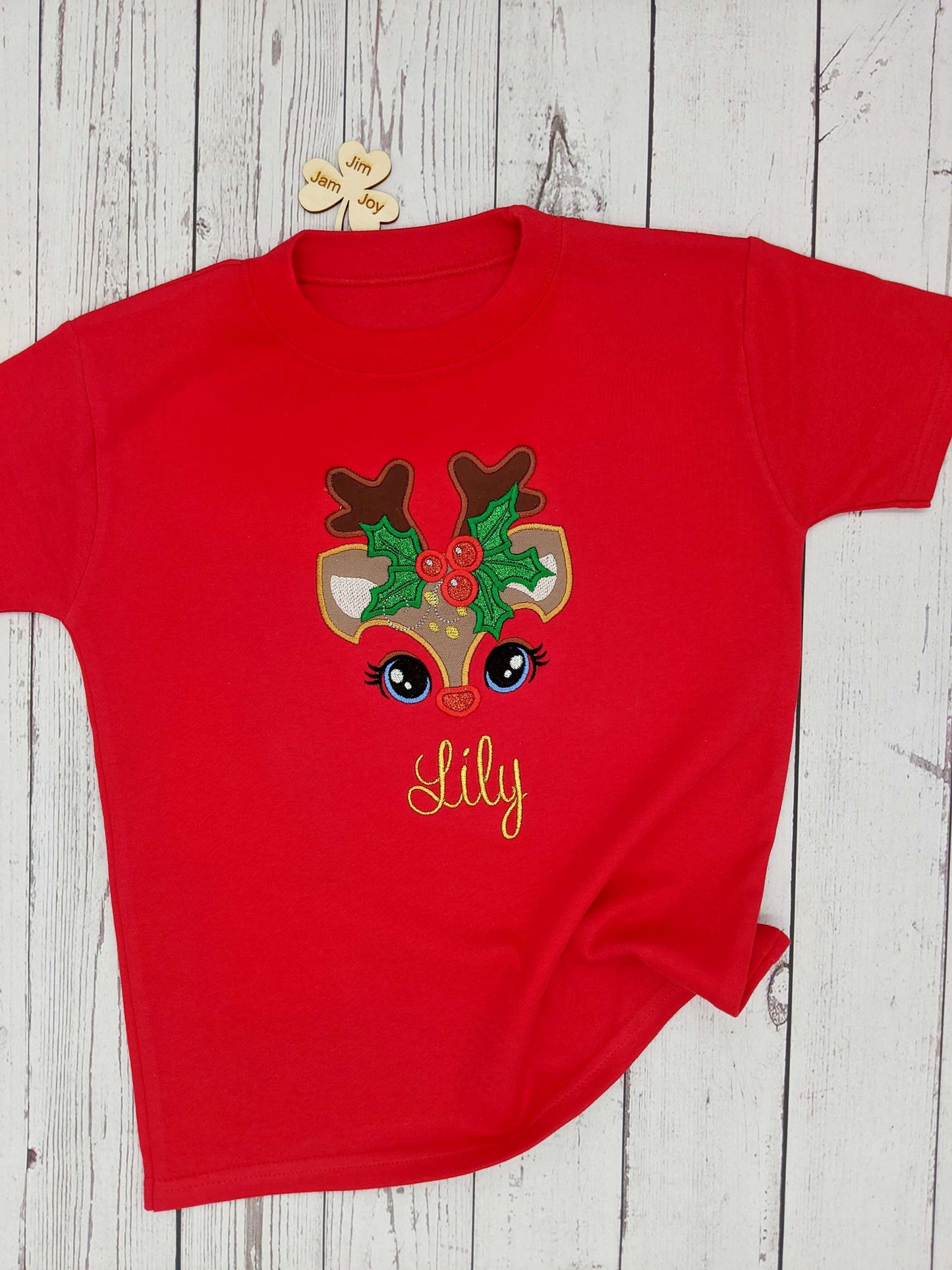 Christmas reindeer Tshirt personnalised with Name