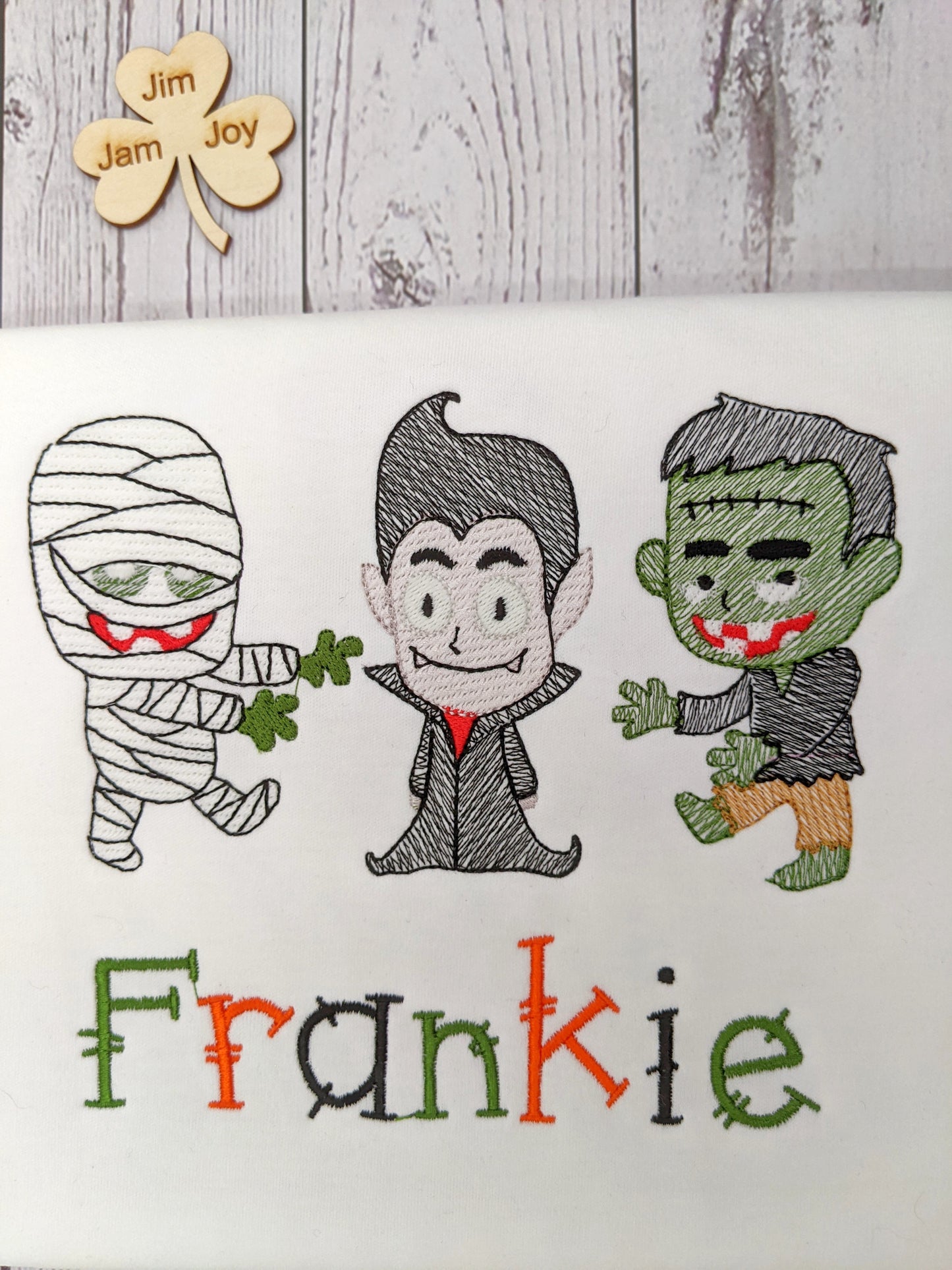 Halloween Tshirt | Children Personalised Shirt with Mummy Vampire Dracula Frankenstein Zombie | Glow in the Dark